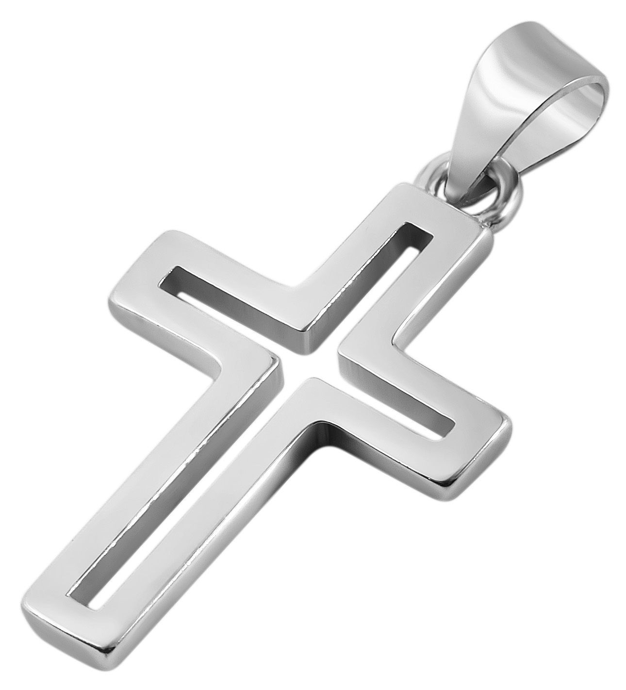 "Masih" 925/- Echt Silber Kreuzanhänger, 925/rhodiniert (ohne Kette)