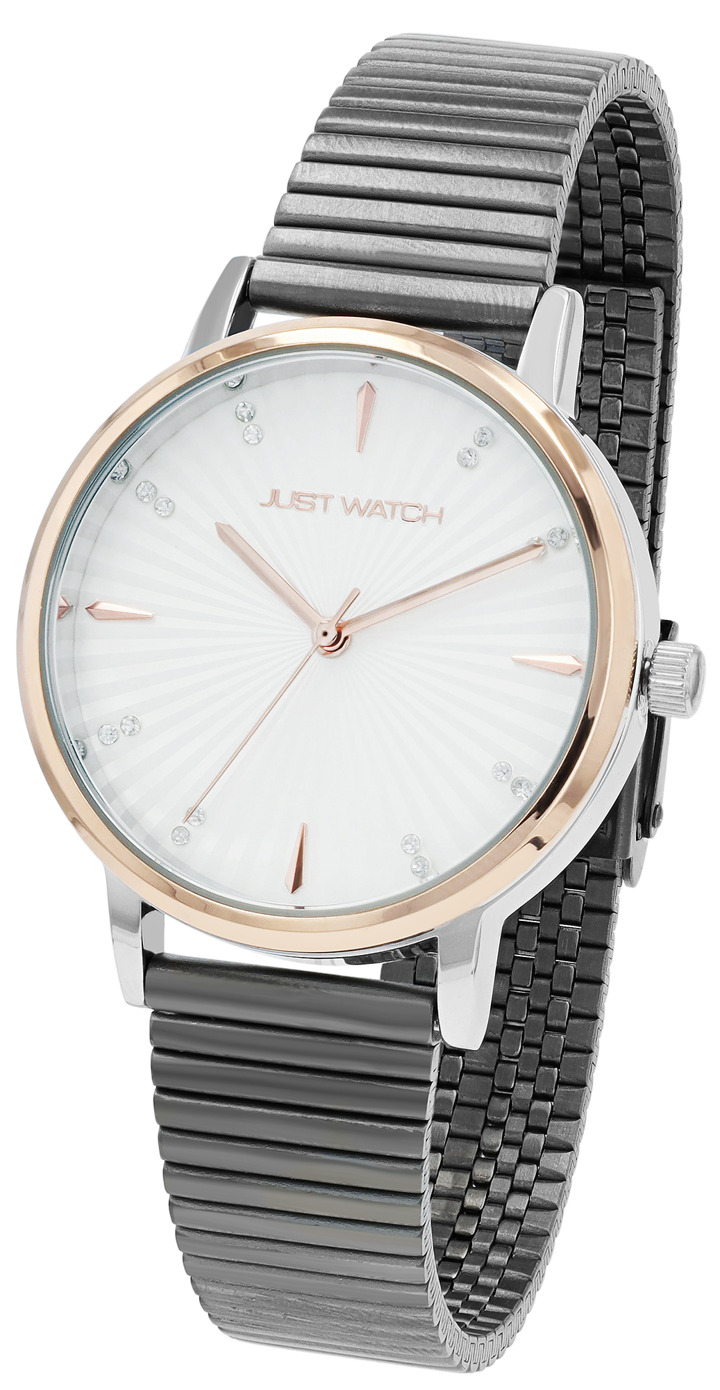 Just Watch Damenuhr mit Edelstahlarmband, anthrazit/roségoldfarben