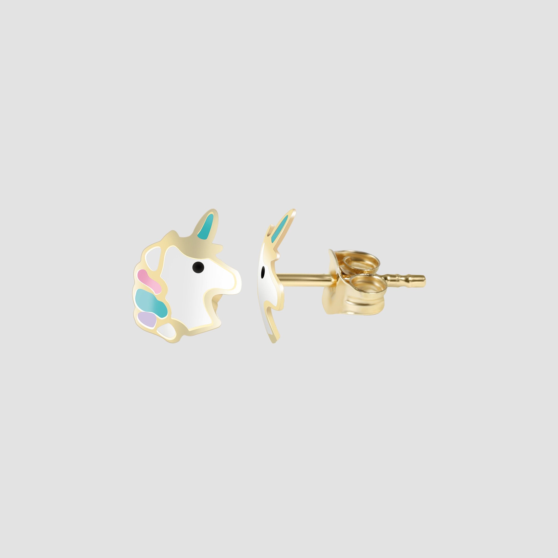 "Sternenschweif" 333/- Gold, Kinder Ohrstecker, Einhorn, 8 Karat