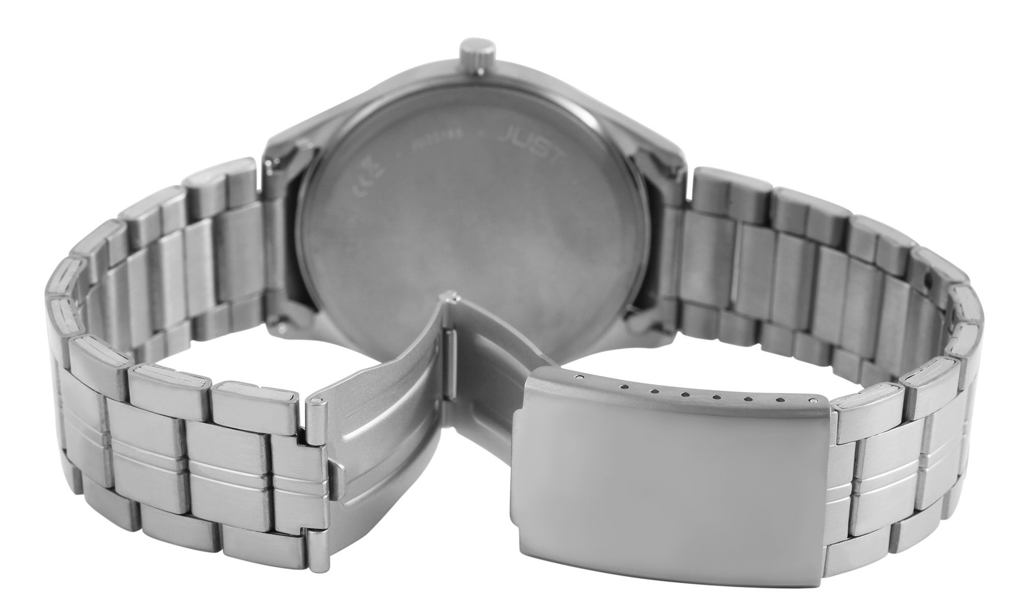 Just Herrenuhr mit Gliederarmband, Titan, 5 ATM, graues ZB