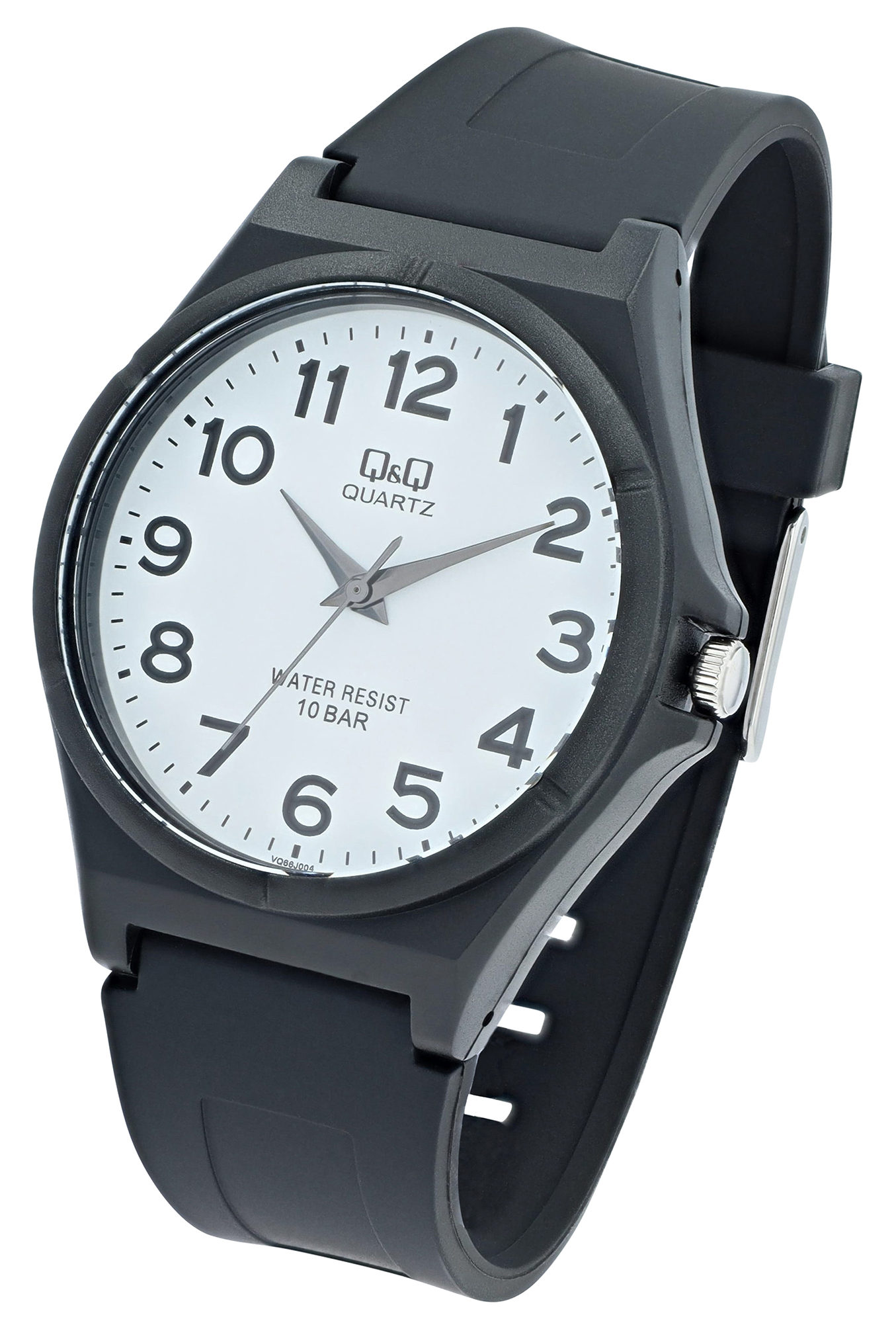 Q&Q Herrenuhr mit Resinband, Ø 43 mm, schwarz/ weiß