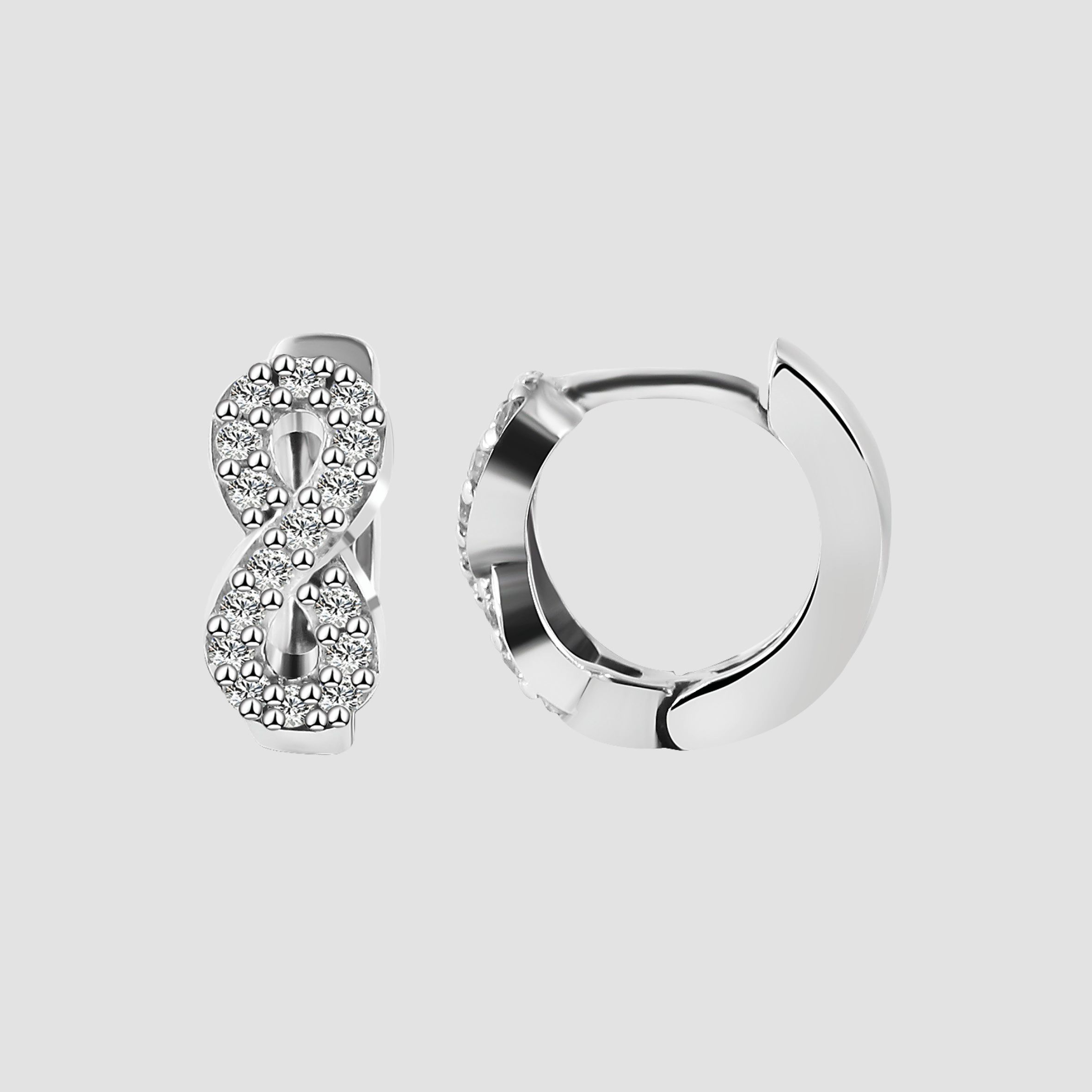 "Adira" 925/- Echt Silber Creolen, Infinity, Zirkonia, silberfarben/ rhodiniert