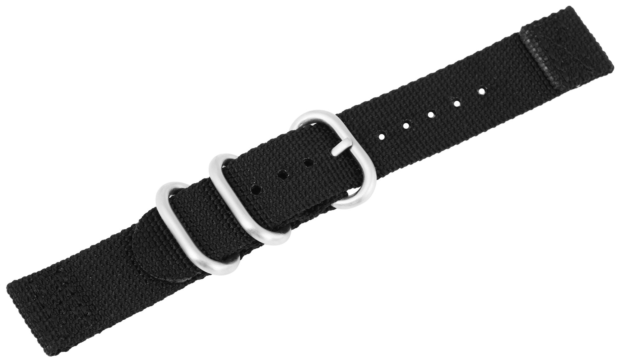 Nylon-Uhrenarmband, schwarz, Dornschließe, 20 mm