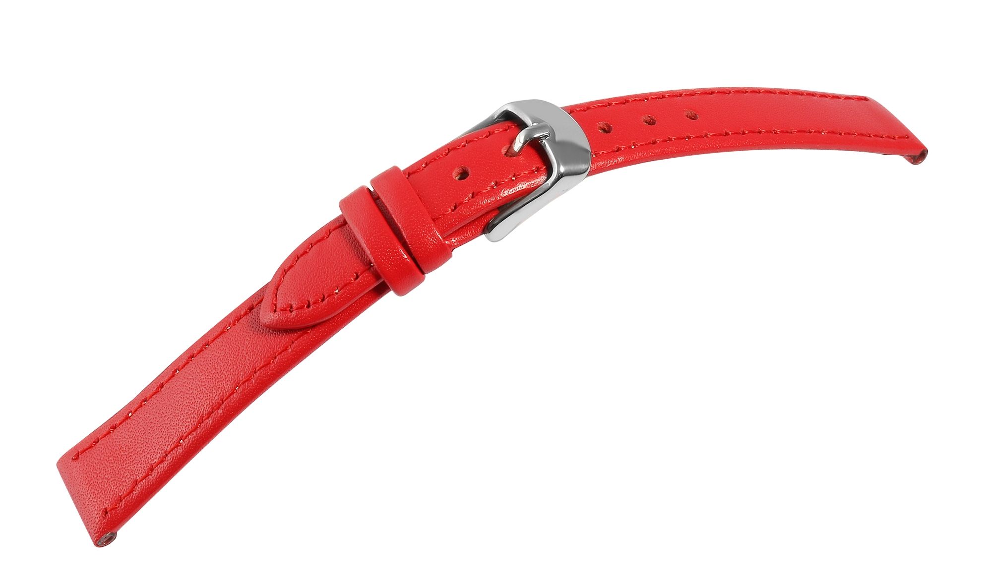 Uhrenarmband aus Echtleder, genäht, rot, 14 mm