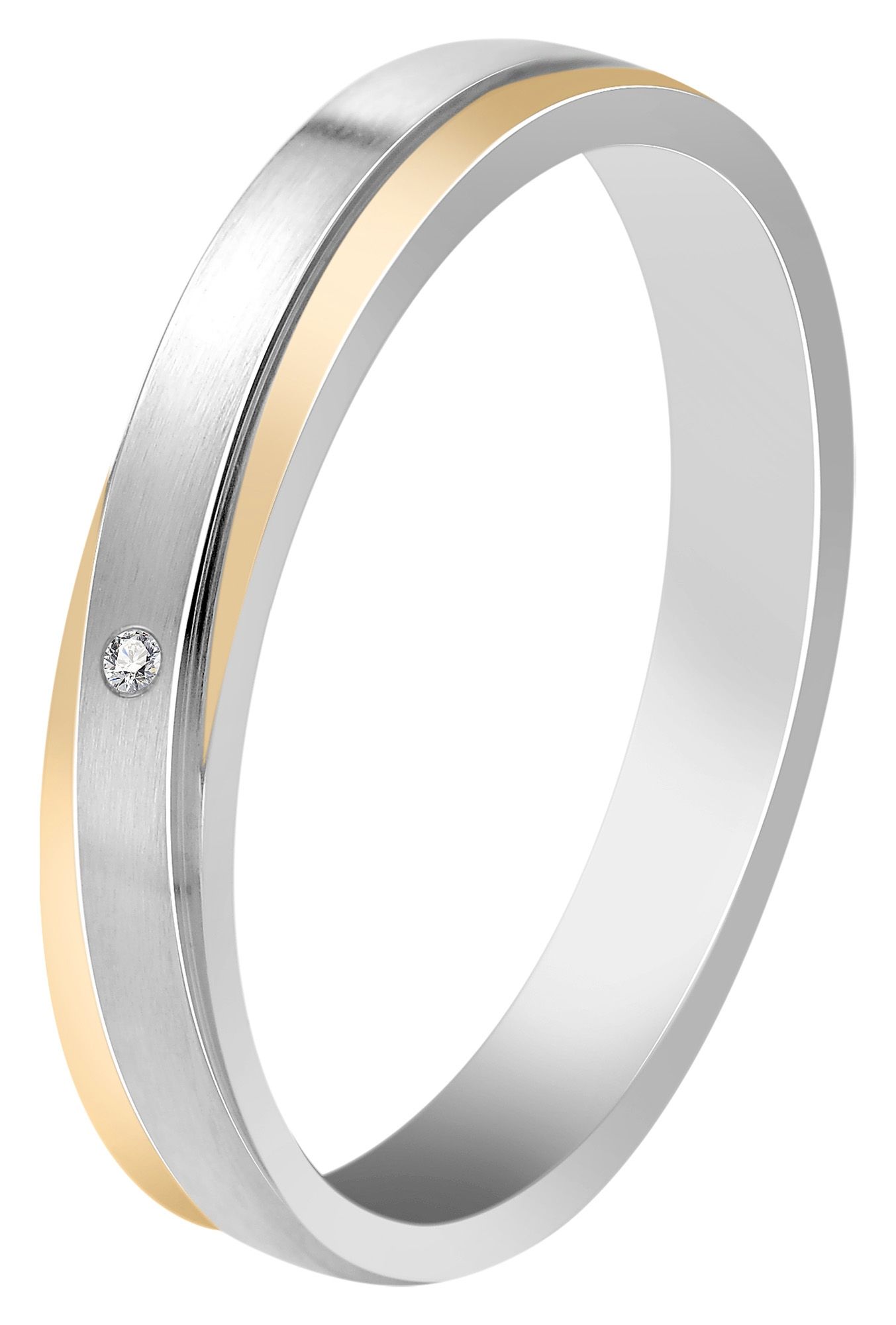 "Unity of Two" Damen-Partnerring Gr 56, Edelstahl, Similibesatz, bicolor