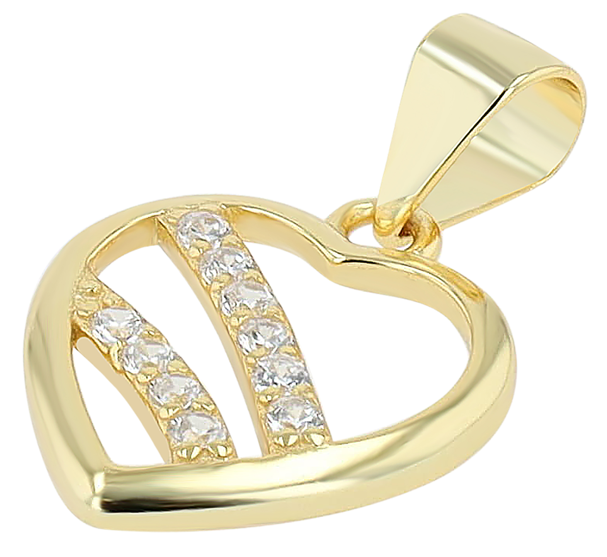 "Kokoro", 925/- Echt Silber Anhänger Herz mit Zirkonia, vergoldet