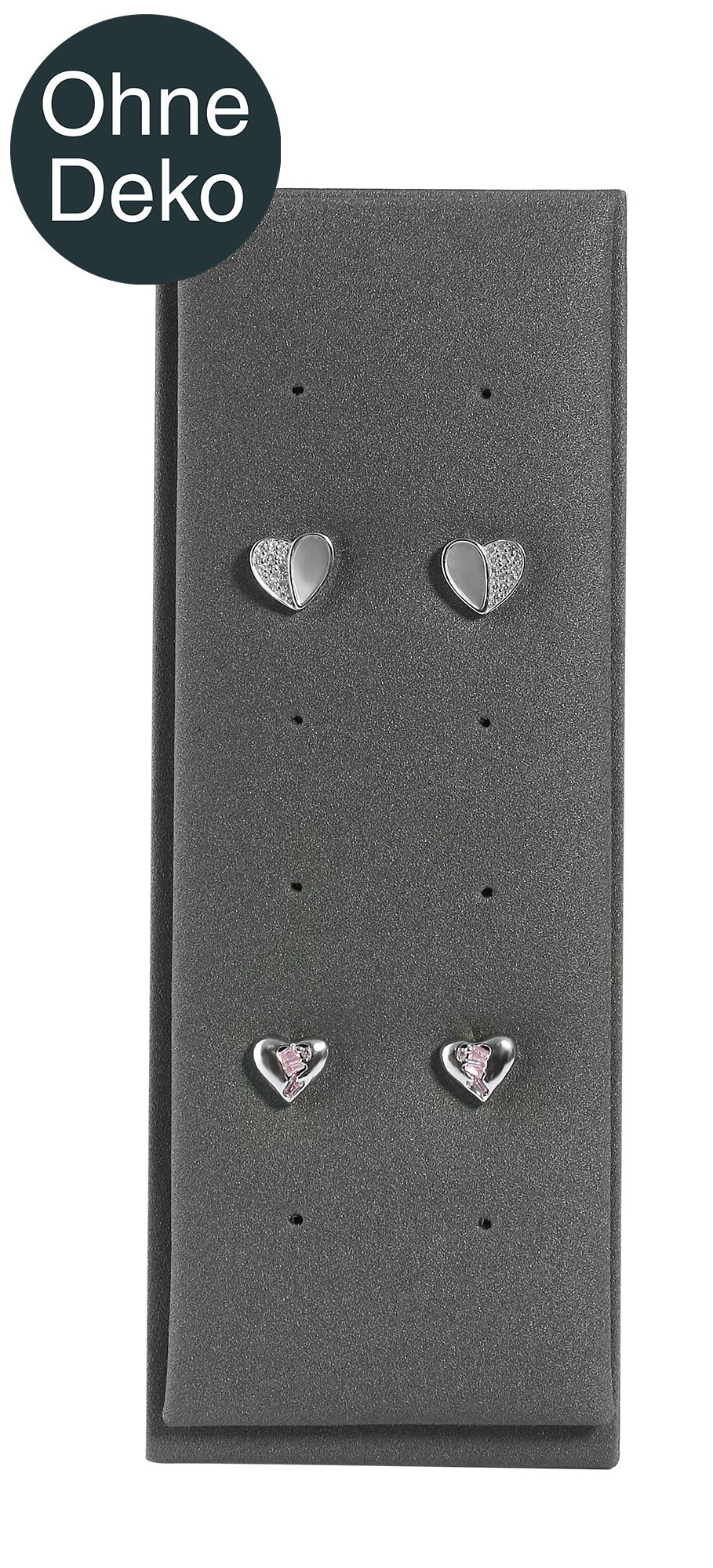 Aufsteller für 6 Paar Ohrstecker (Dekoserie Soft), PU-bezogen, 13,7 cm, grau