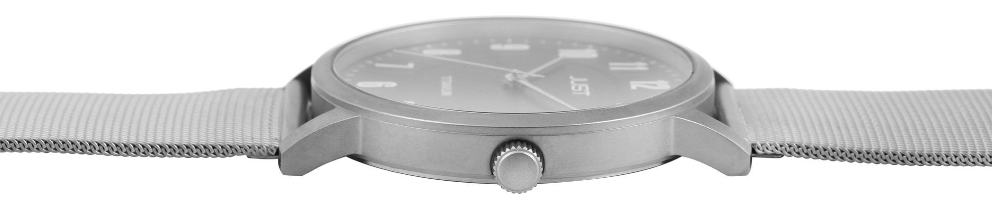 Just Titan Herrenuhr mit Edelstahl-Milanaisearmband, 5 ATM. schwarzes ZB