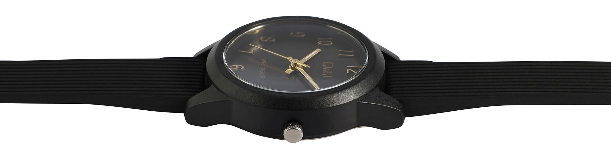 Q&Q Damen-/ Jugenduhr, Kunststoffarmband, 10 ATM, Ø 32 mm, schwarz