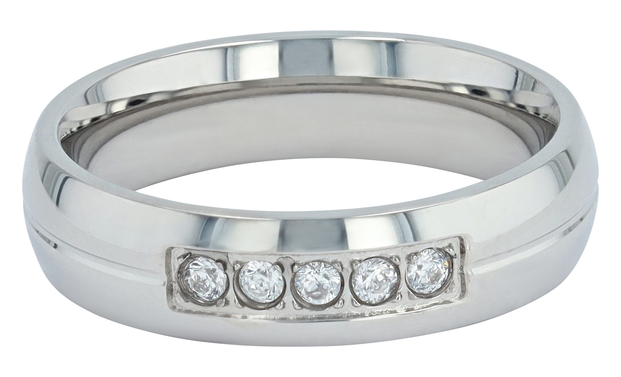 "Infinite Life" Damen-Partnerring ausEdelstahl, Similibesatz, silberfarben, Gr. 50