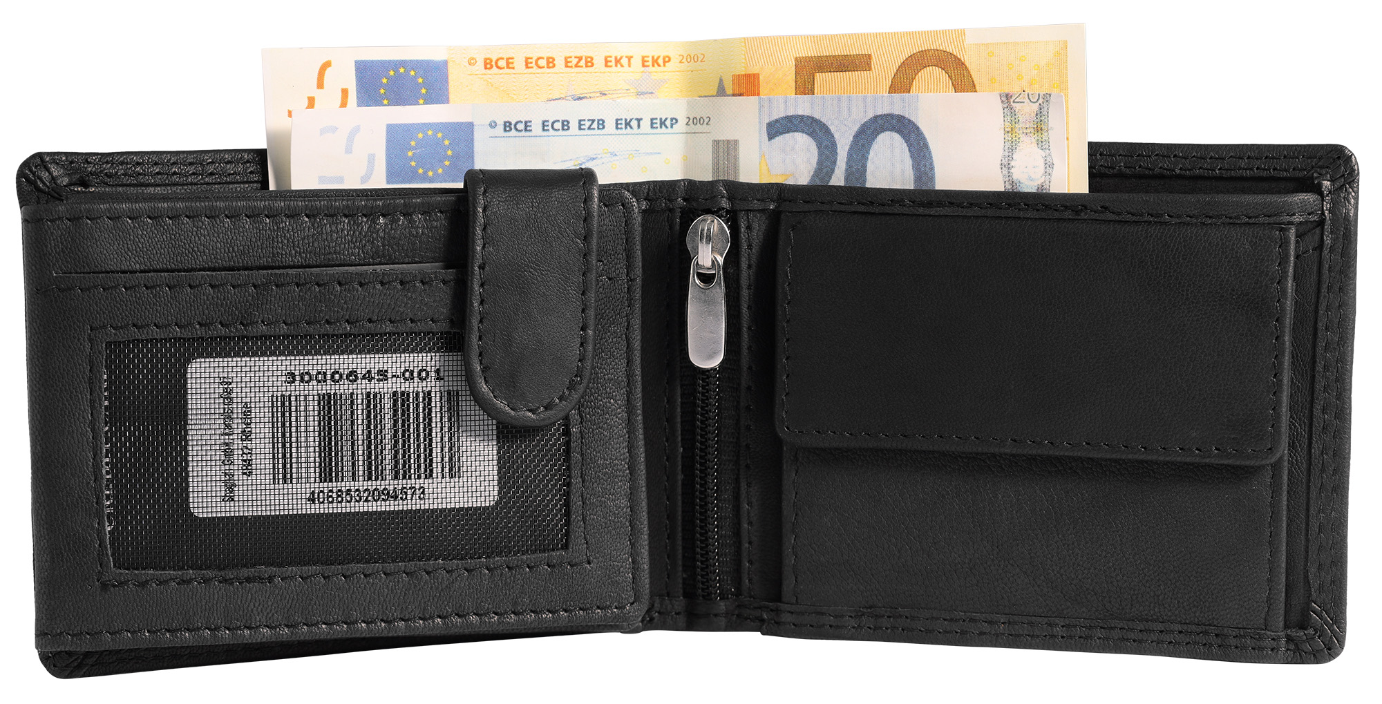 Leonardo Verrelli Echtleder (Antik) Geldbörse, RFID, Querformat, schwarz