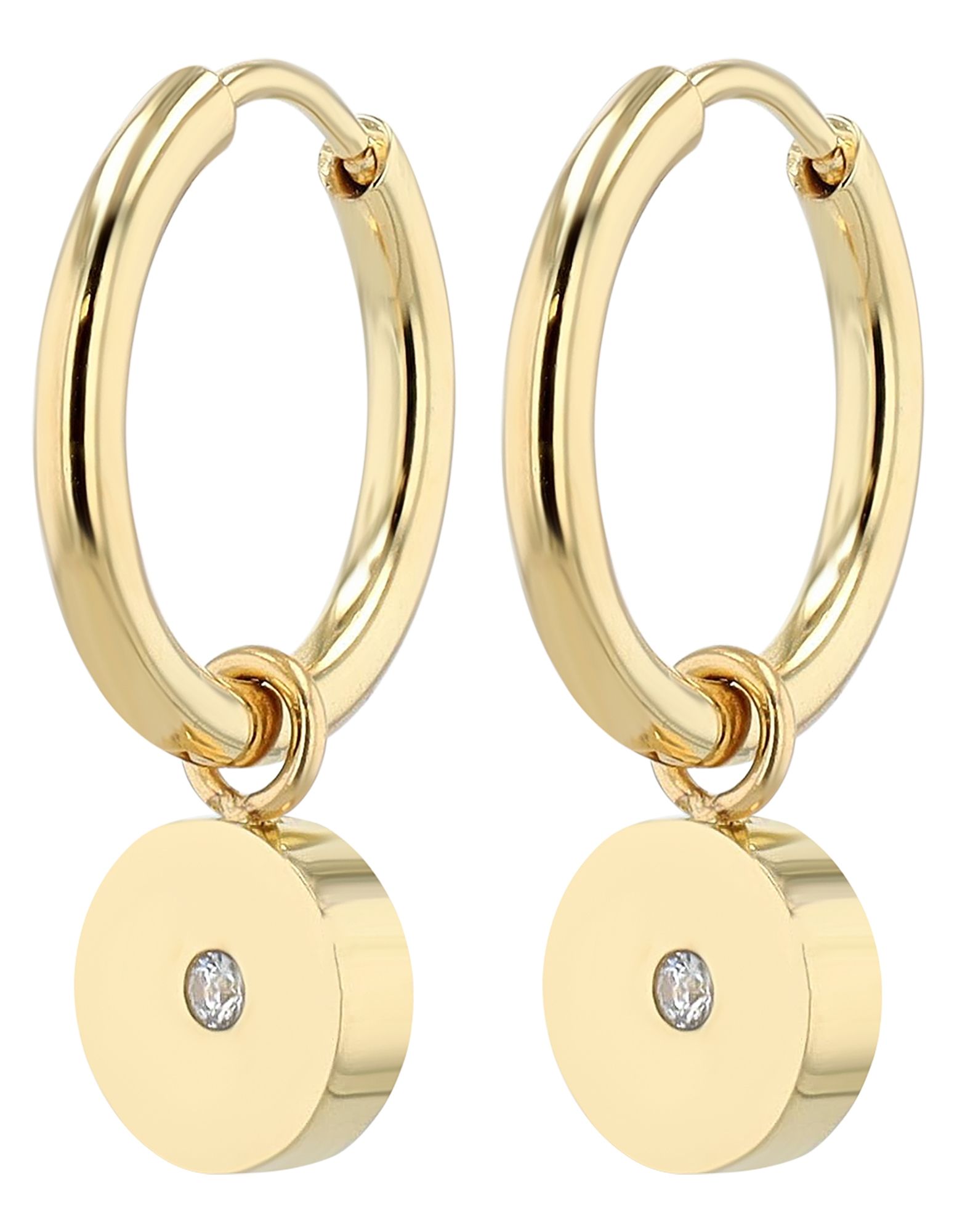"Stintje" Edelstahl Creole Ø 12 mm, runder Anhänger (abnehmbar), goldfarben