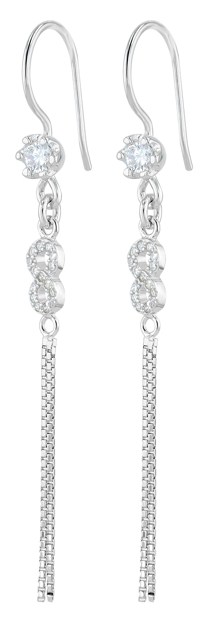 "Iza" 925/- Echt Silber Ohrhänger, Infinity, Zirkonia, silberfarben rhodiniert