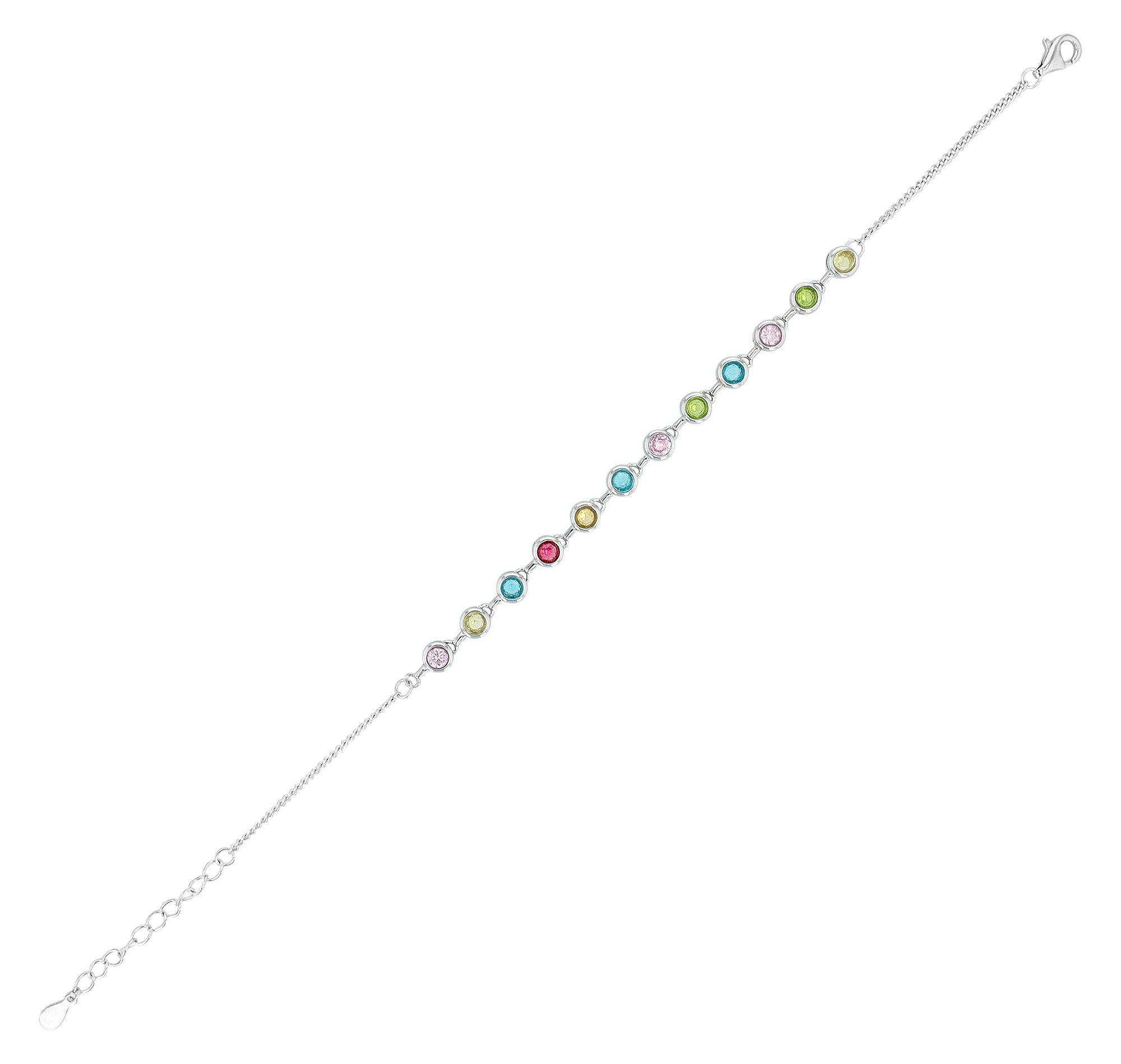 "Lorya" 925/- Echt Silber Armband, rhodiniert, mehrfarbiger Zirkoniabesatz