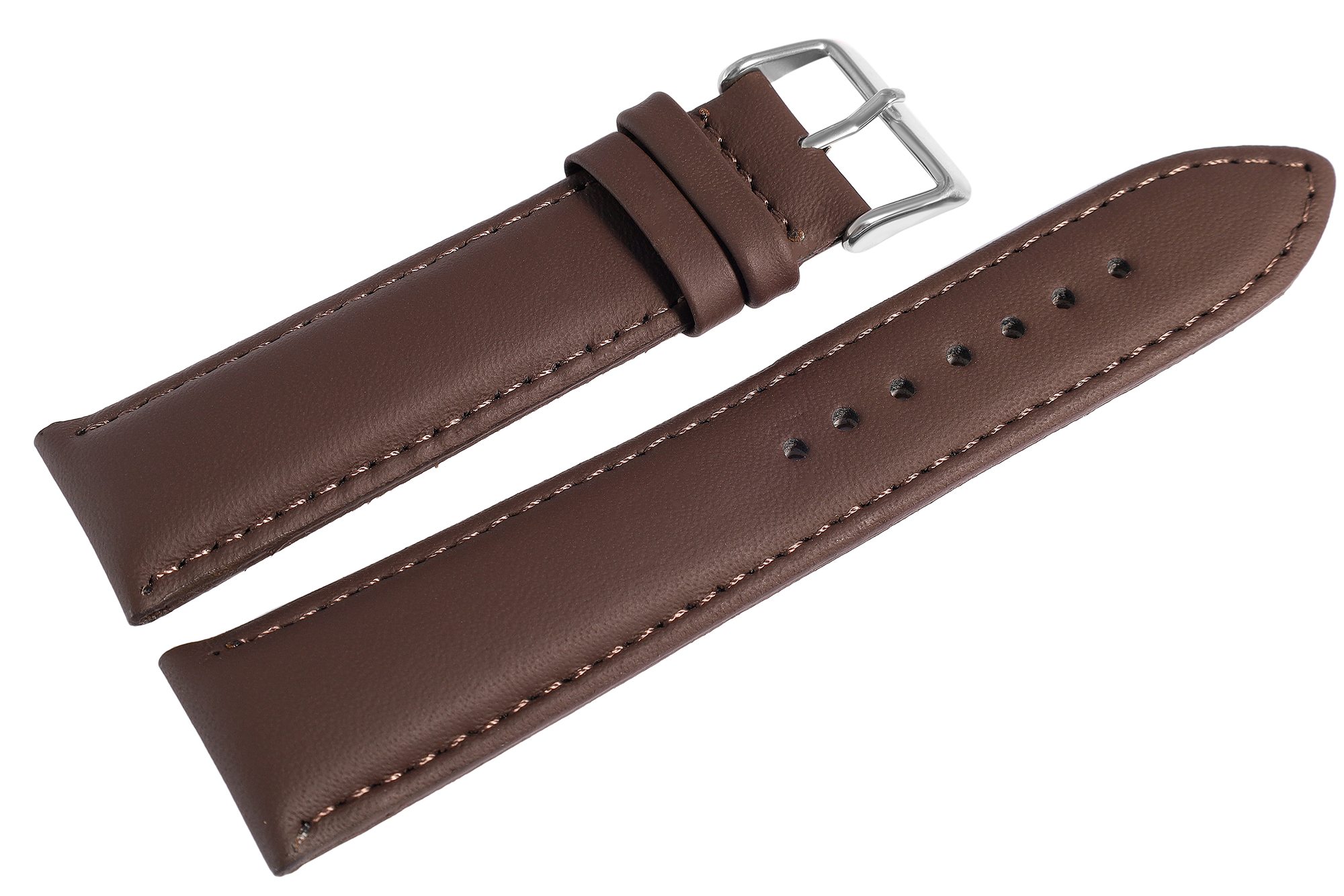 Echtleder Uhrenarmband, dunkelbraun, gepolstert, VE-6