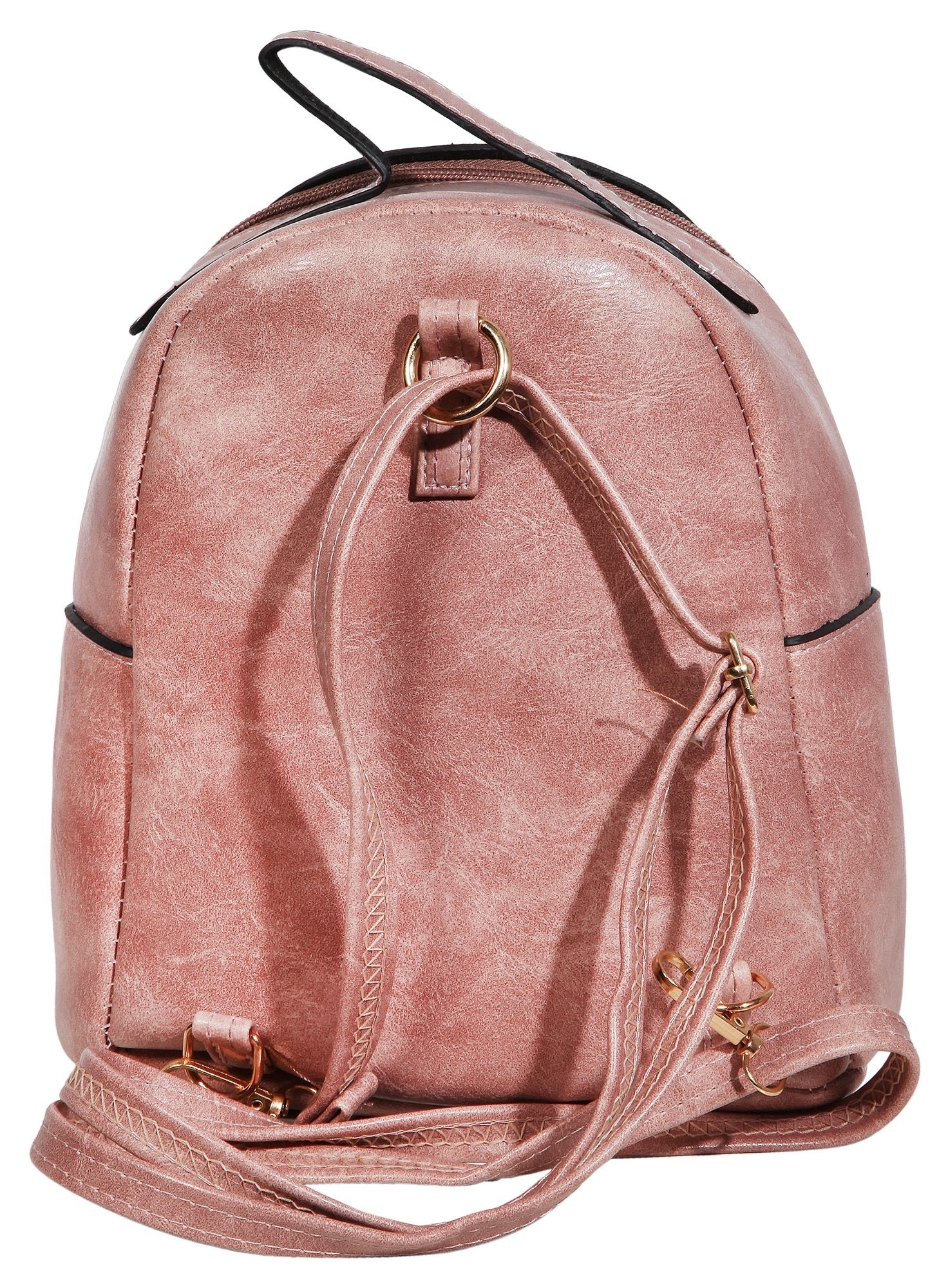 Damen-Rucksack aus Lederimitat, rosé, Länge: 21,5 cm / Breite: 19,0 cm / Stärke: 8,0 cm
