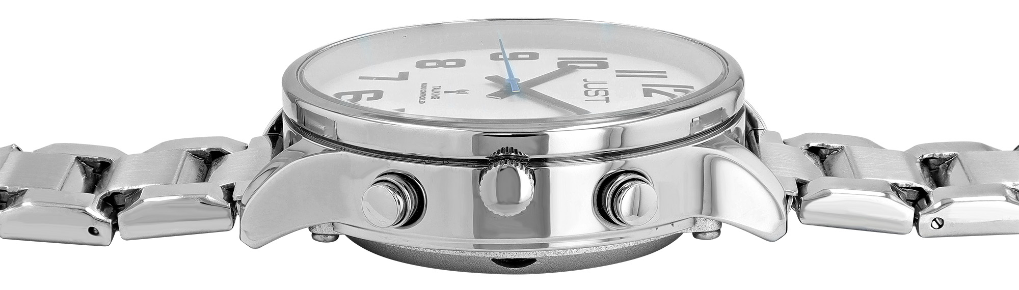 Just "VITA Voice" sprechende Funk-Uhr Ø 41 mm, Edelstahl Gliederarmband, silberfarben/weiß
