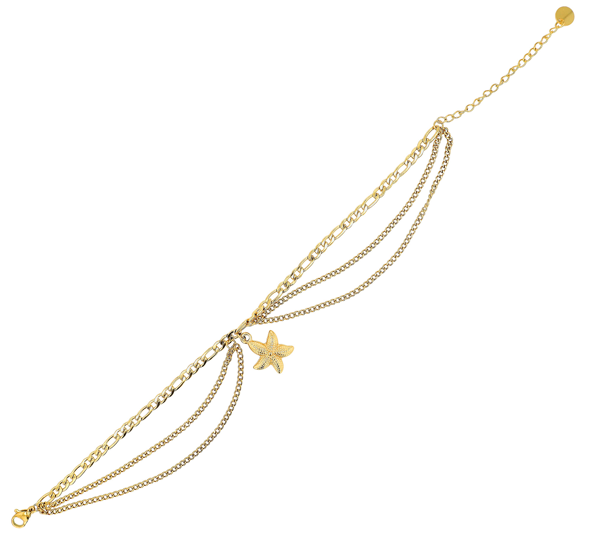 "Dyre" Fußkette mit Seestern, Edelstahl, goldfarben