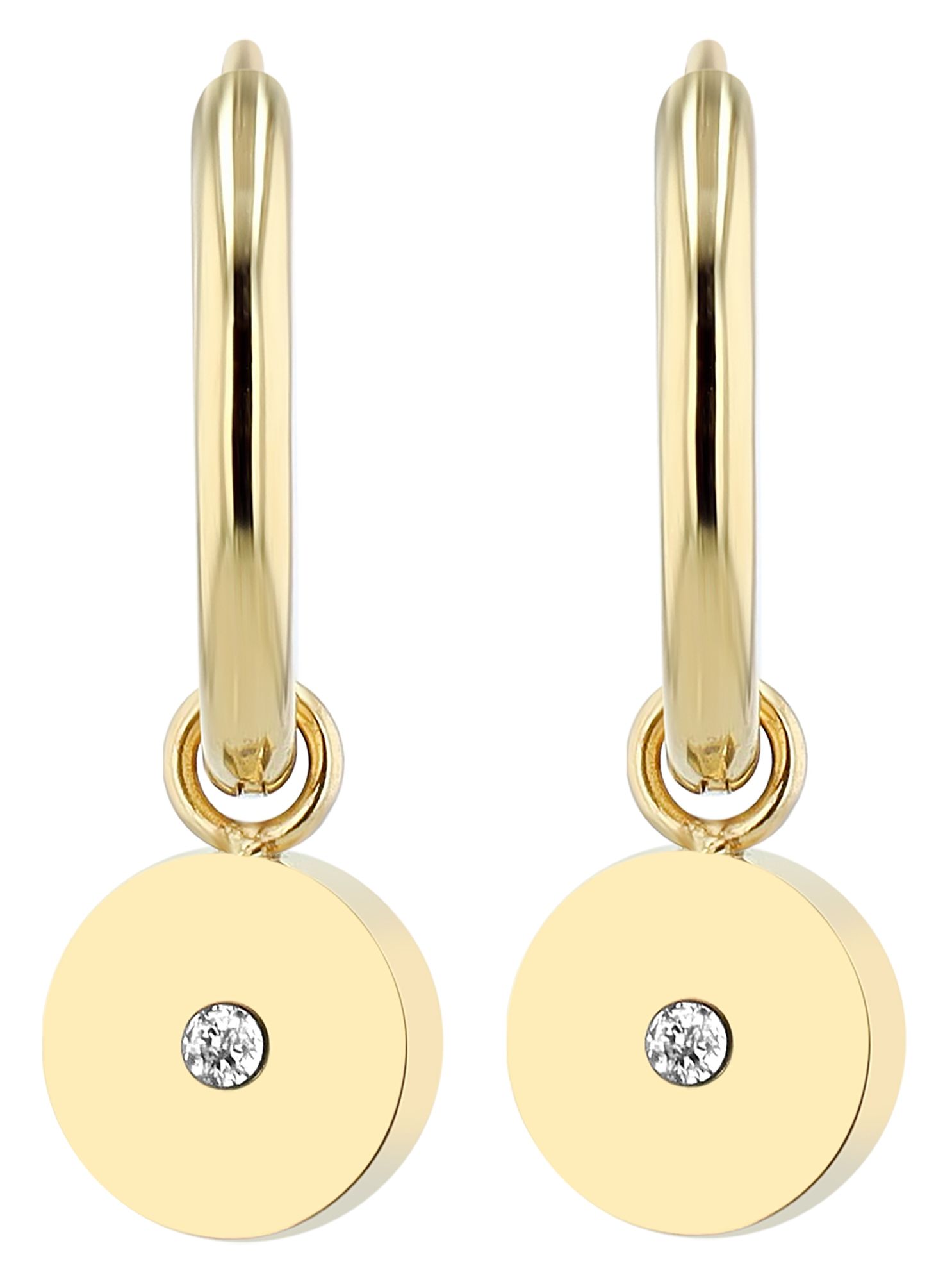 "Stintje" Edelstahl Creole Ø 12 mm, runder Anhänger (abnehmbar), goldfarben