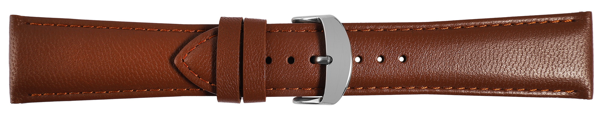 Gr 20 mm Uhrenarmband aus Echtleder in braun, genäht