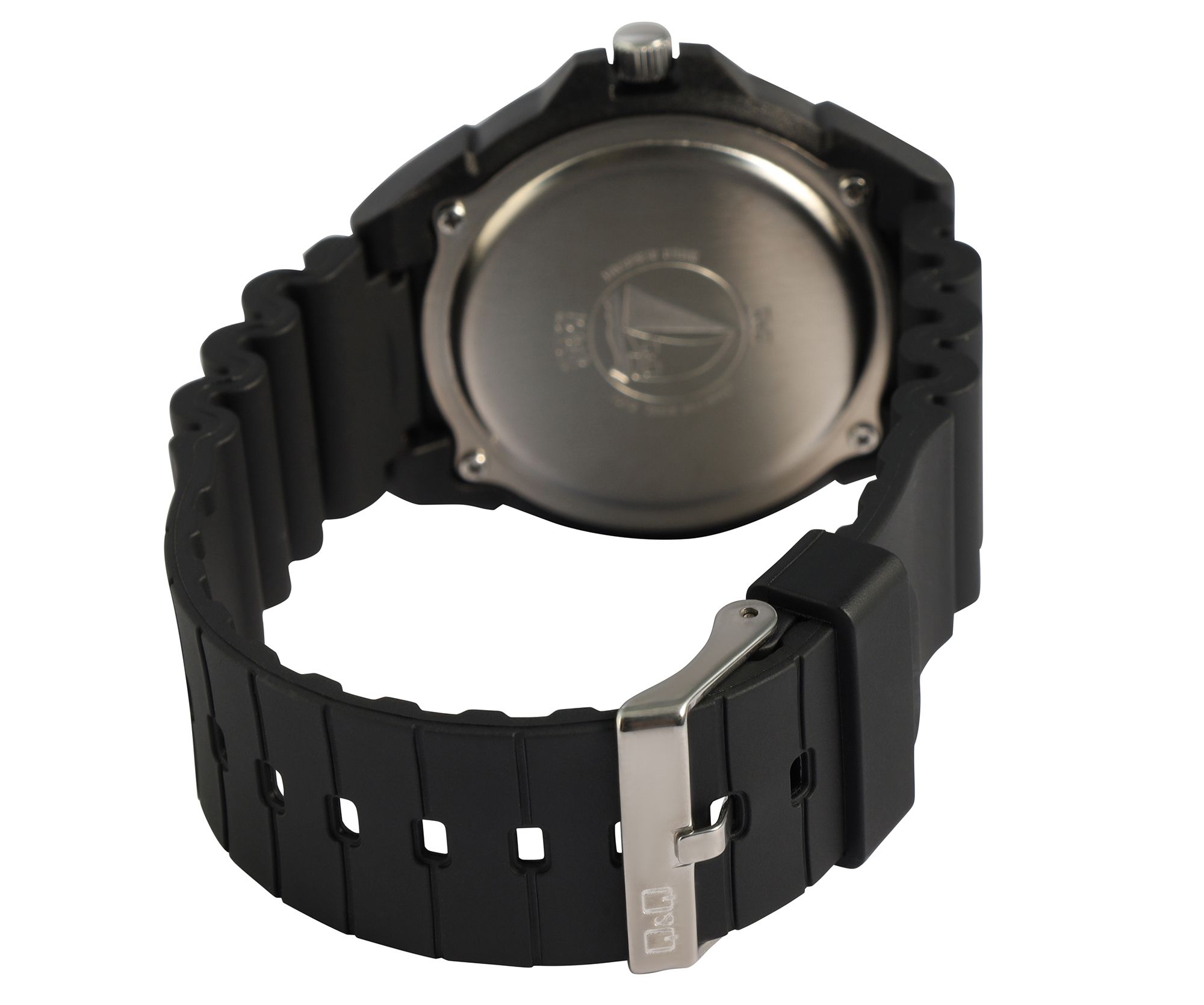 Q&Q Herrenuhr, Resinband, Ø 43 mm, schwarz