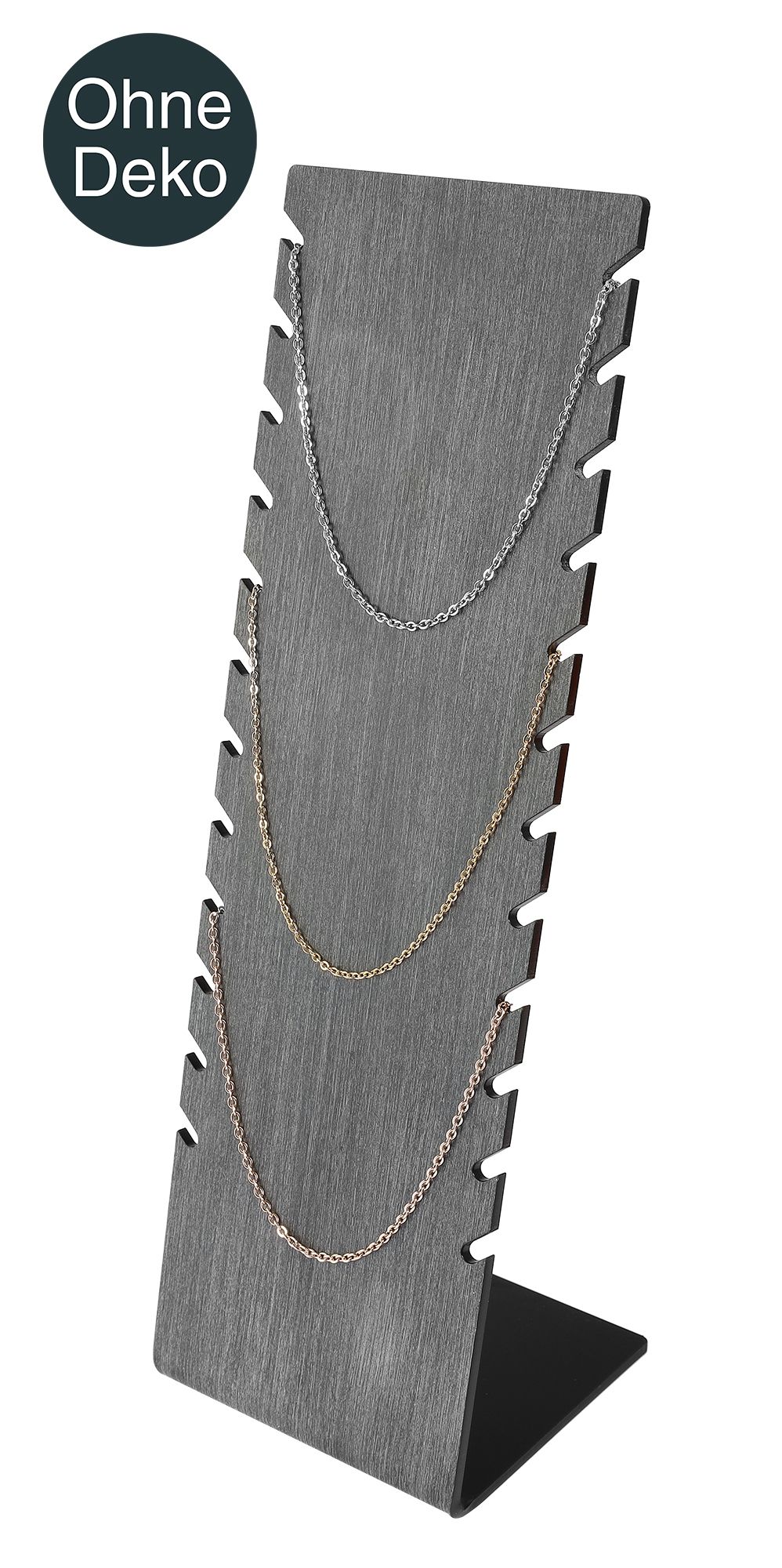Acryl Aufsteller für 12 Ketten (Dekoserie Shiny), 24 cm, schwarz gebürstet
