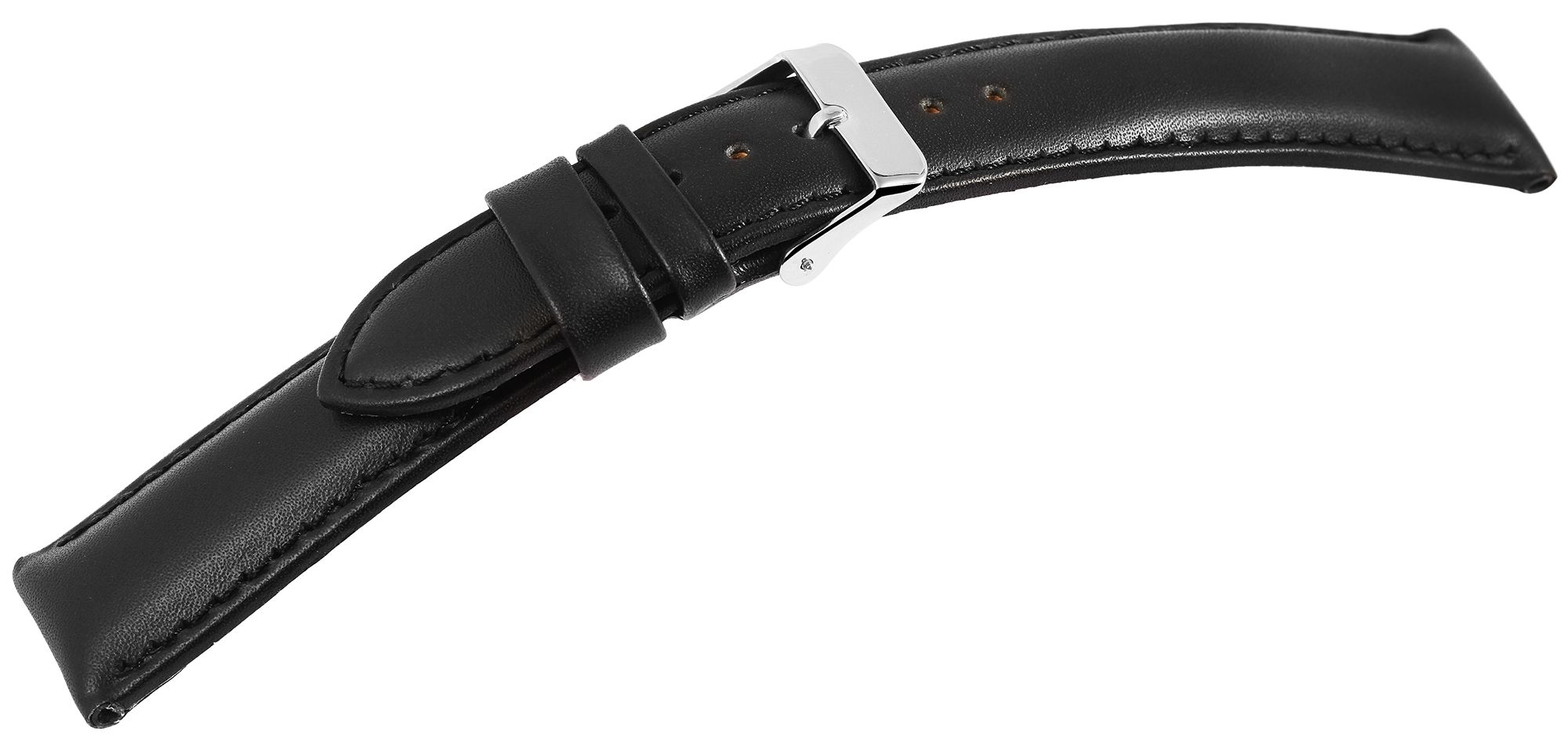 Basic Echtleder Armband, Edelstahl Dornschließe, schwarz, 24 mm