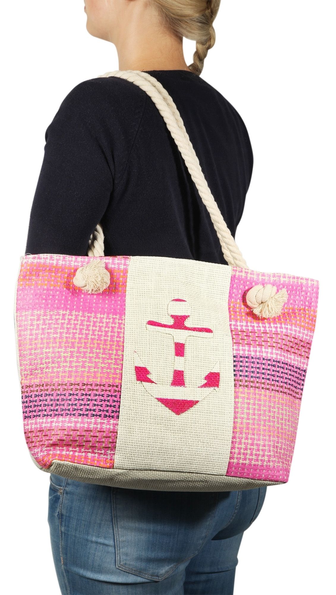 Strandtasche aus Bastfaser, maritim
