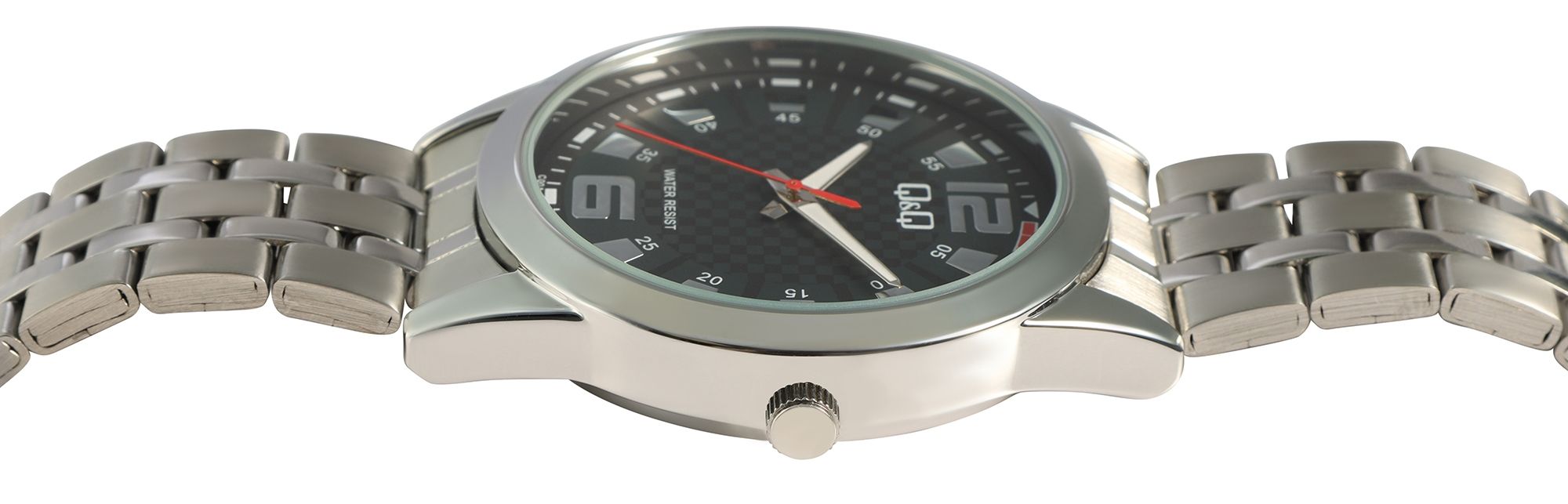 Q&Q Herrenuhr mit Edelstahlarmband, Ø 40 mm, silberfarben/schwarz