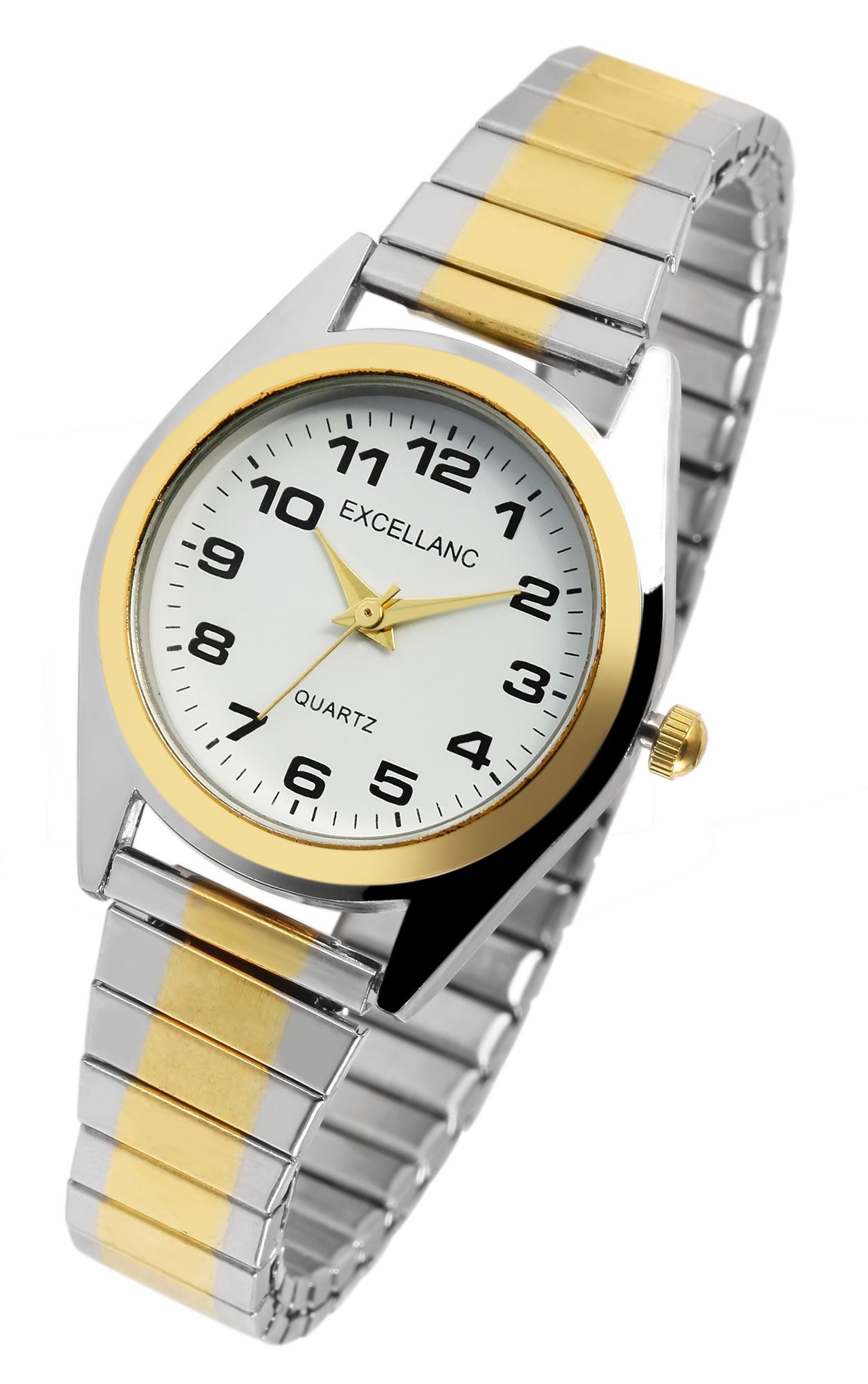 Excellanc Damenuhr mit Edelstahlzugarmband, bicolor