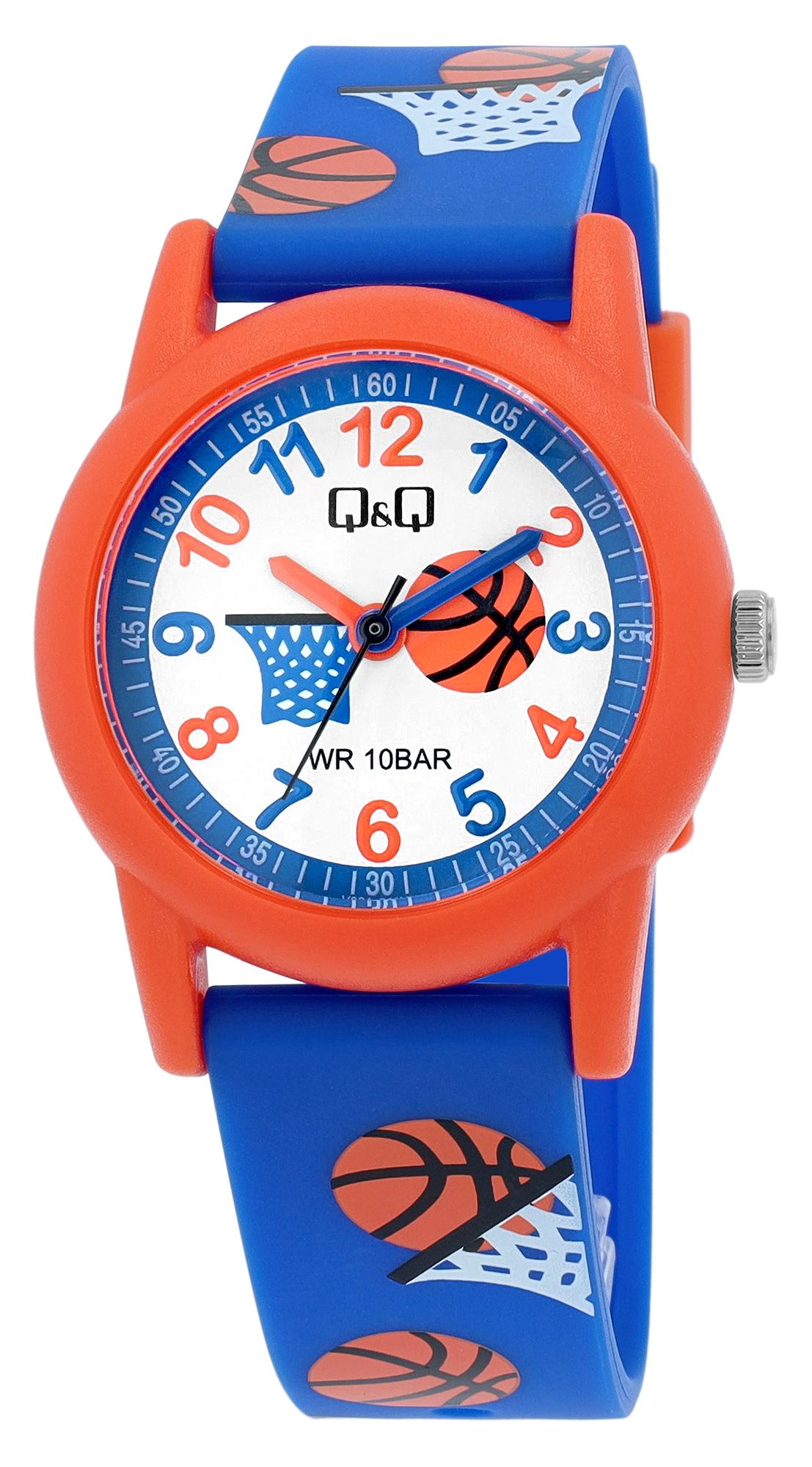Q&Q Kinderuhr mit Silikonarmband, "Basketball", 10 Bar