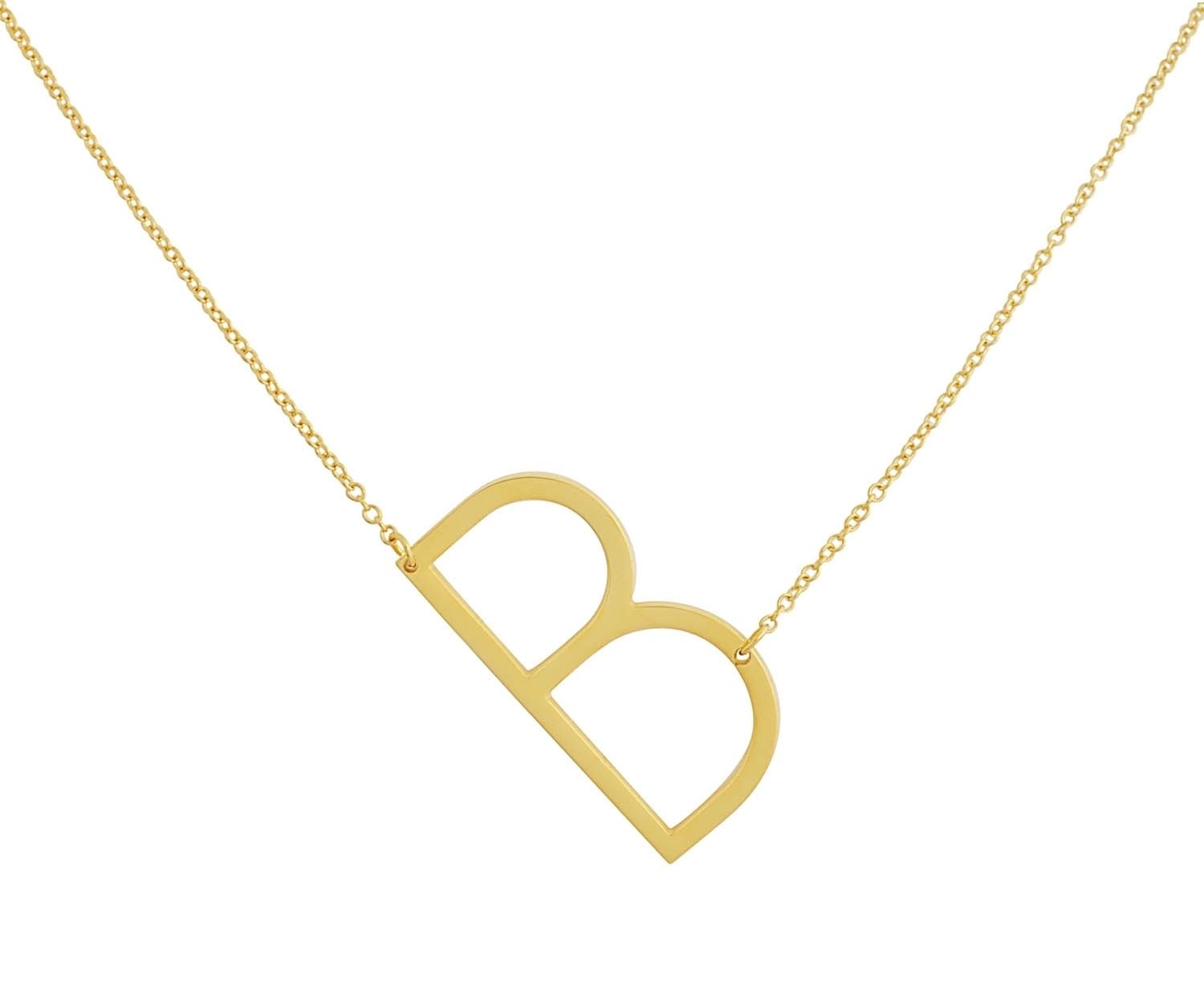 Akzent Ankerkette Edelstahl, goldfarben, Buchstabenanhänger B, Länge 43+5 cm