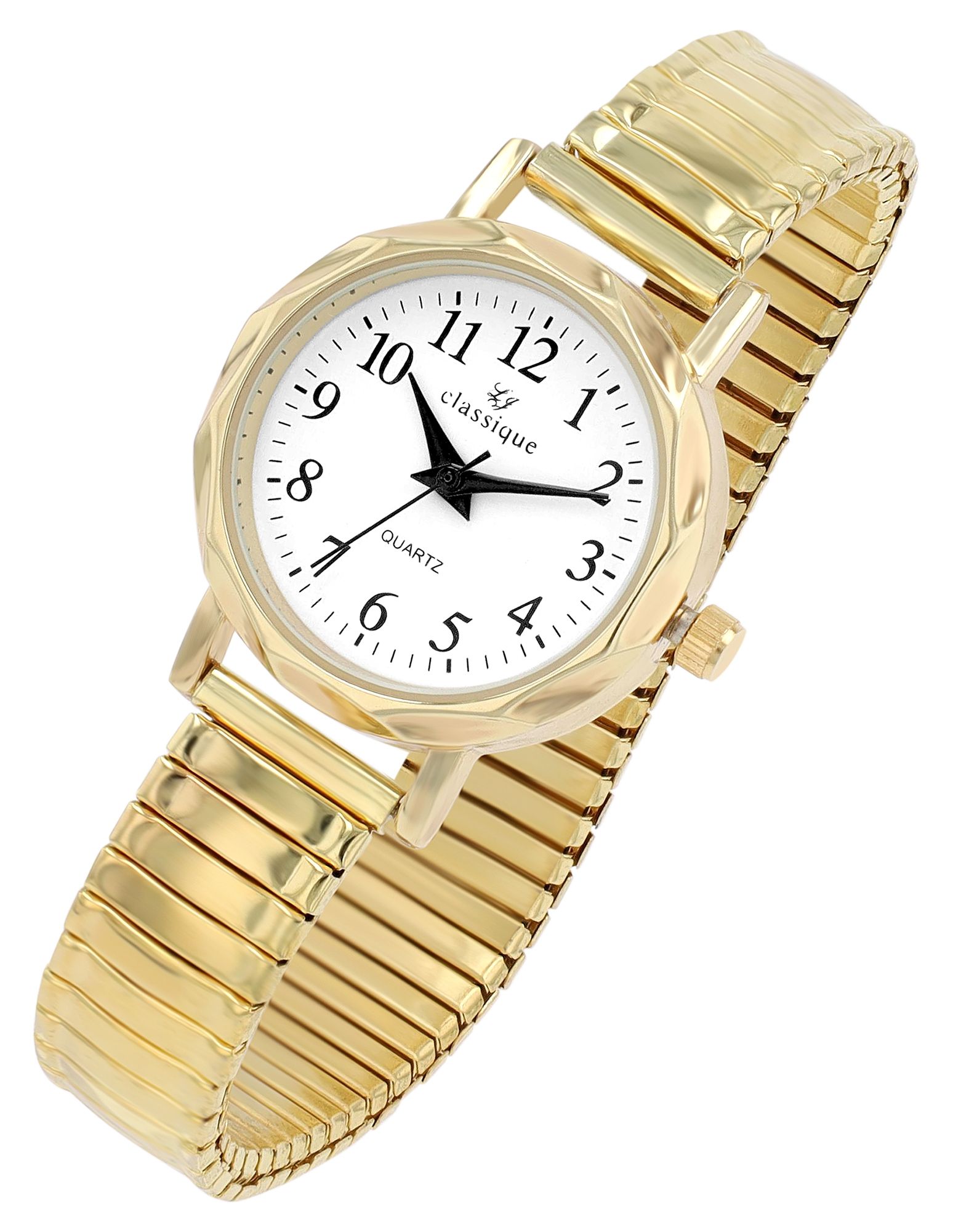 Classique Damenuhr mit Edelstahlzugarmband, goldfarben