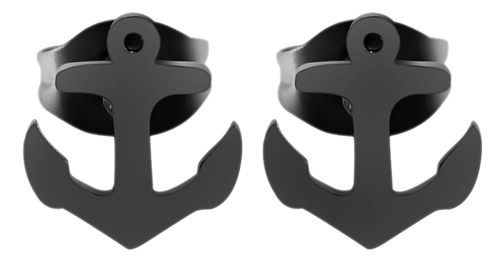 "Piret" Edelstahl Ohrstecker - Anker, schwarz