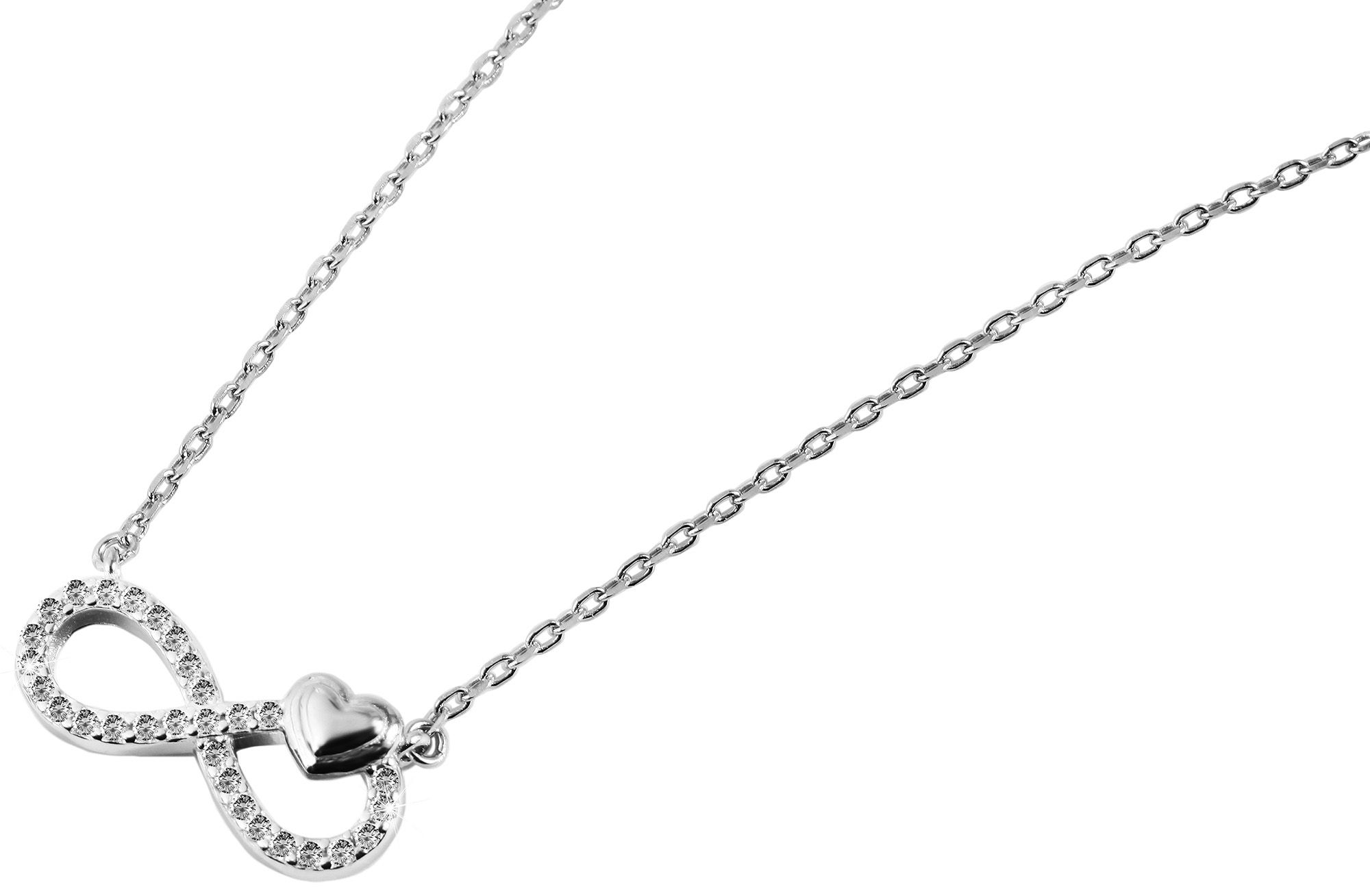 "Jihan", 925/- Echt Silber Halskette mit Anhänger Infinity mit Zirkonia, silberfarben, rhodiniert, 42 cm