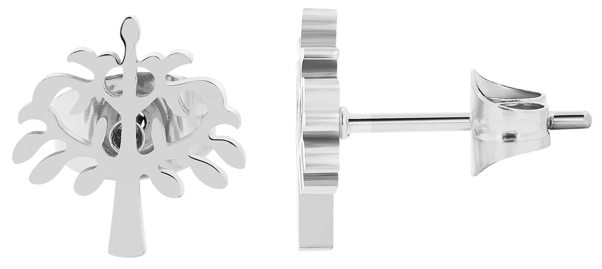 Akzent Schmuckset "Sylva", Lebensbaum, Edelstahl, Kette & Ohrstecker, silberfarben