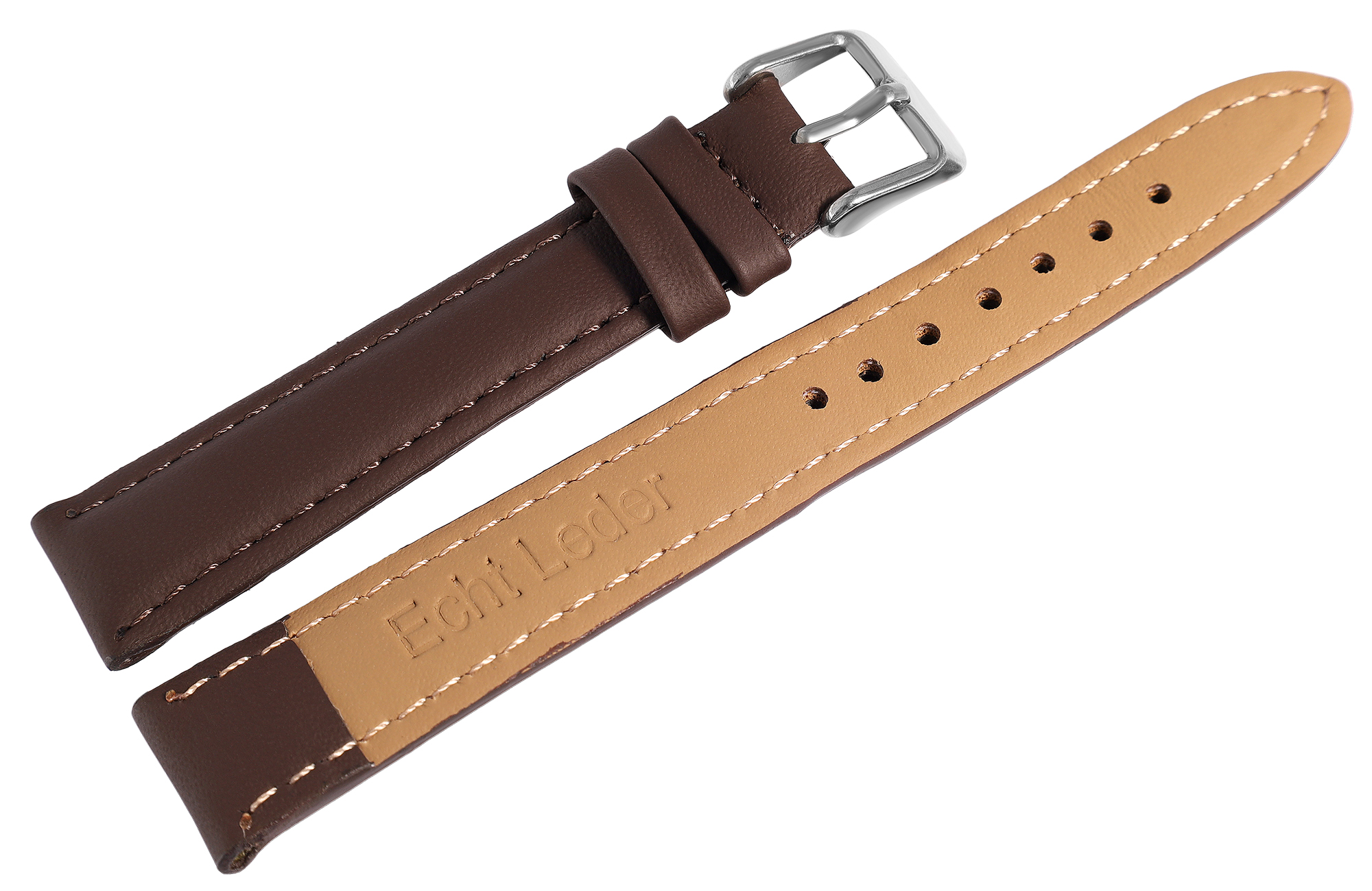 Echtleder Uhrenarmband, dunkelbraun, gepolstert, VE-6