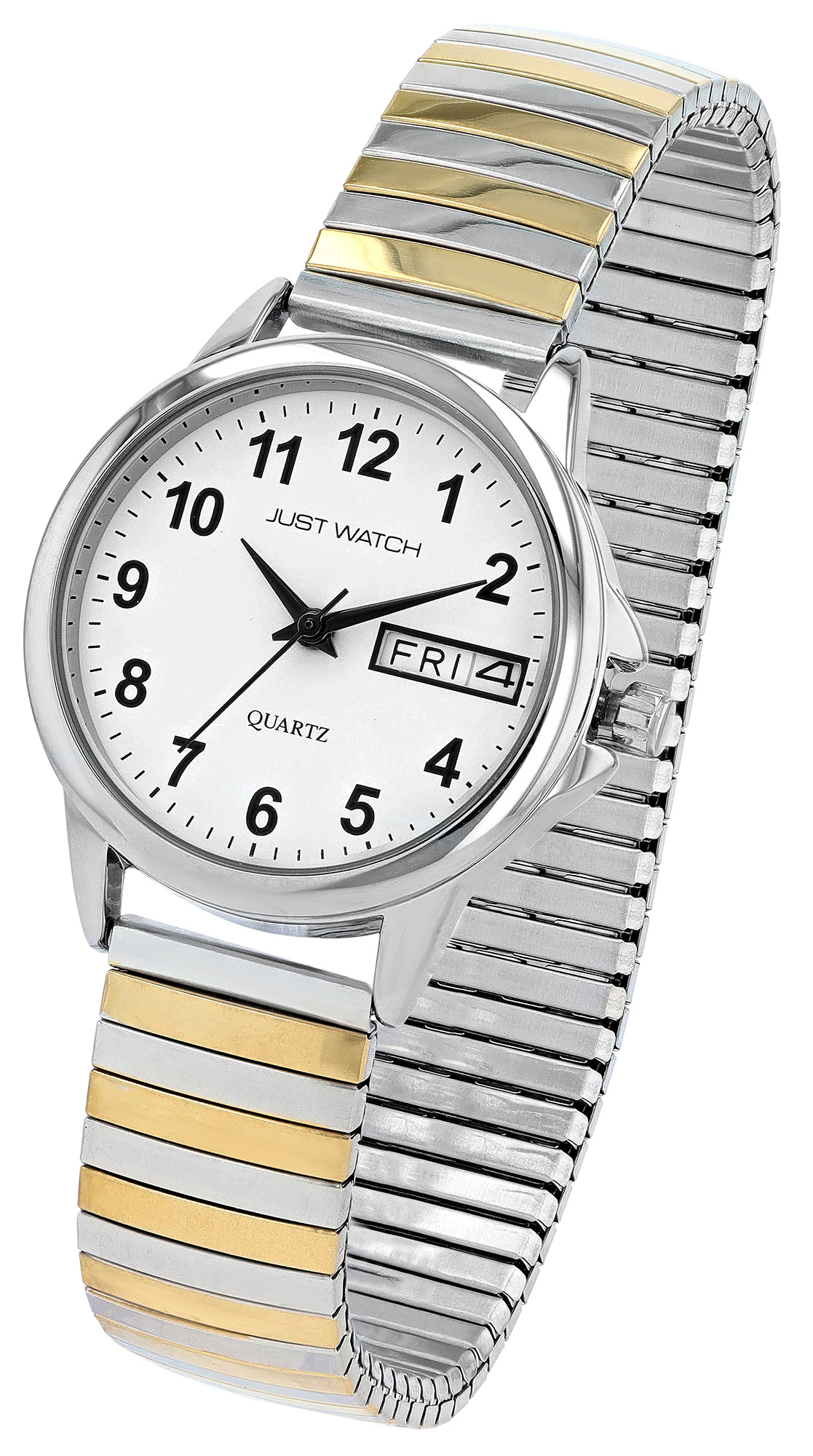 Just Watch "Agnes" Damenuhr Ø 29 mm, Edelstahl Zugband, bicolor/ weiß (rote Details)