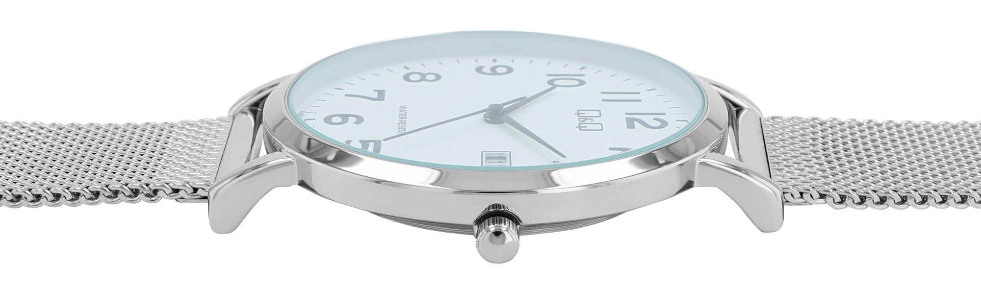 Q&Q Herren mit Milanaiseband, Edelstahl, Ø 40 mm, silberfarben