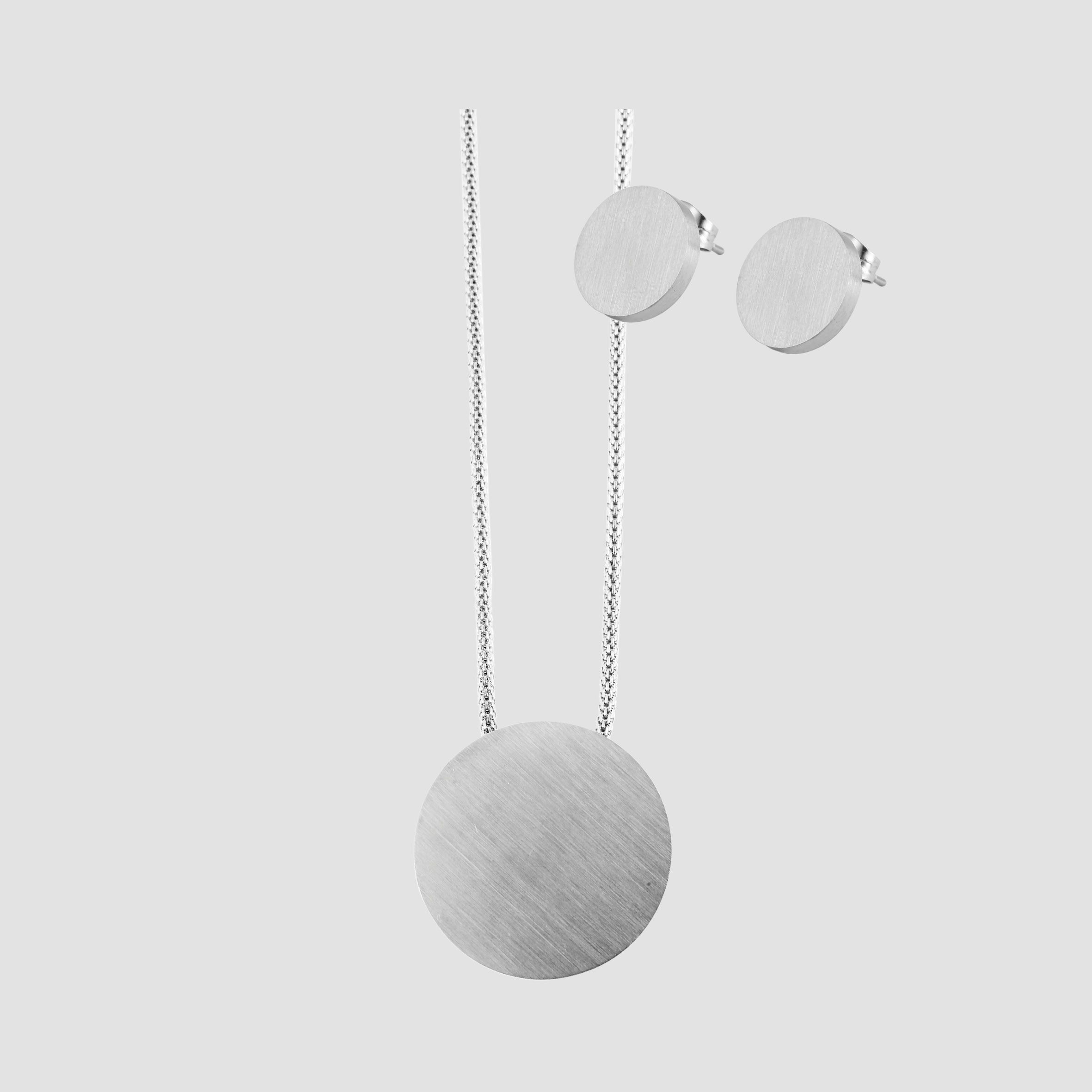 Akzent Schmuckset, gravurfähig, Kette mit Anhänger und Ohrringe, 50+3 cm, silberfarbig