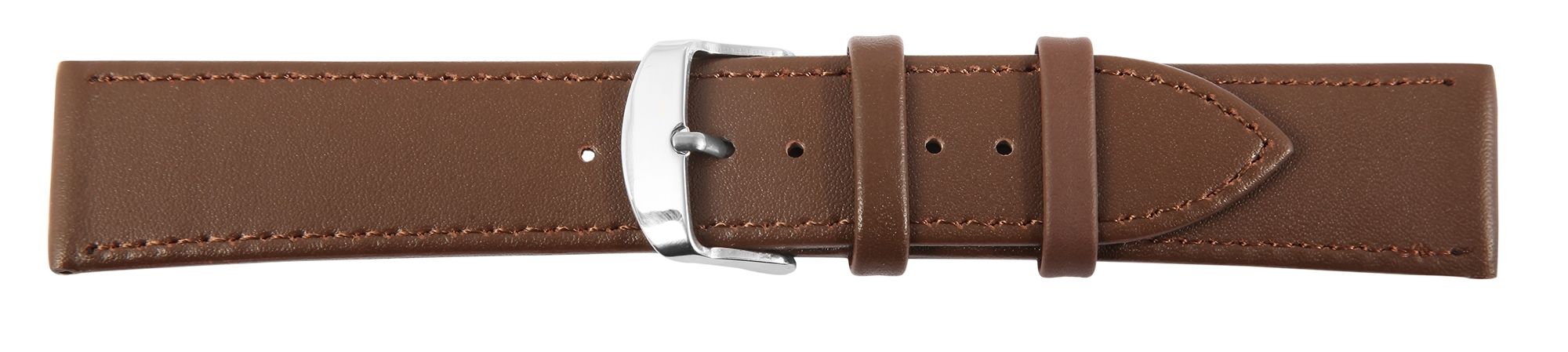 Echtleder-Uhrenarmband, braun/ silberfarben, 14 mm