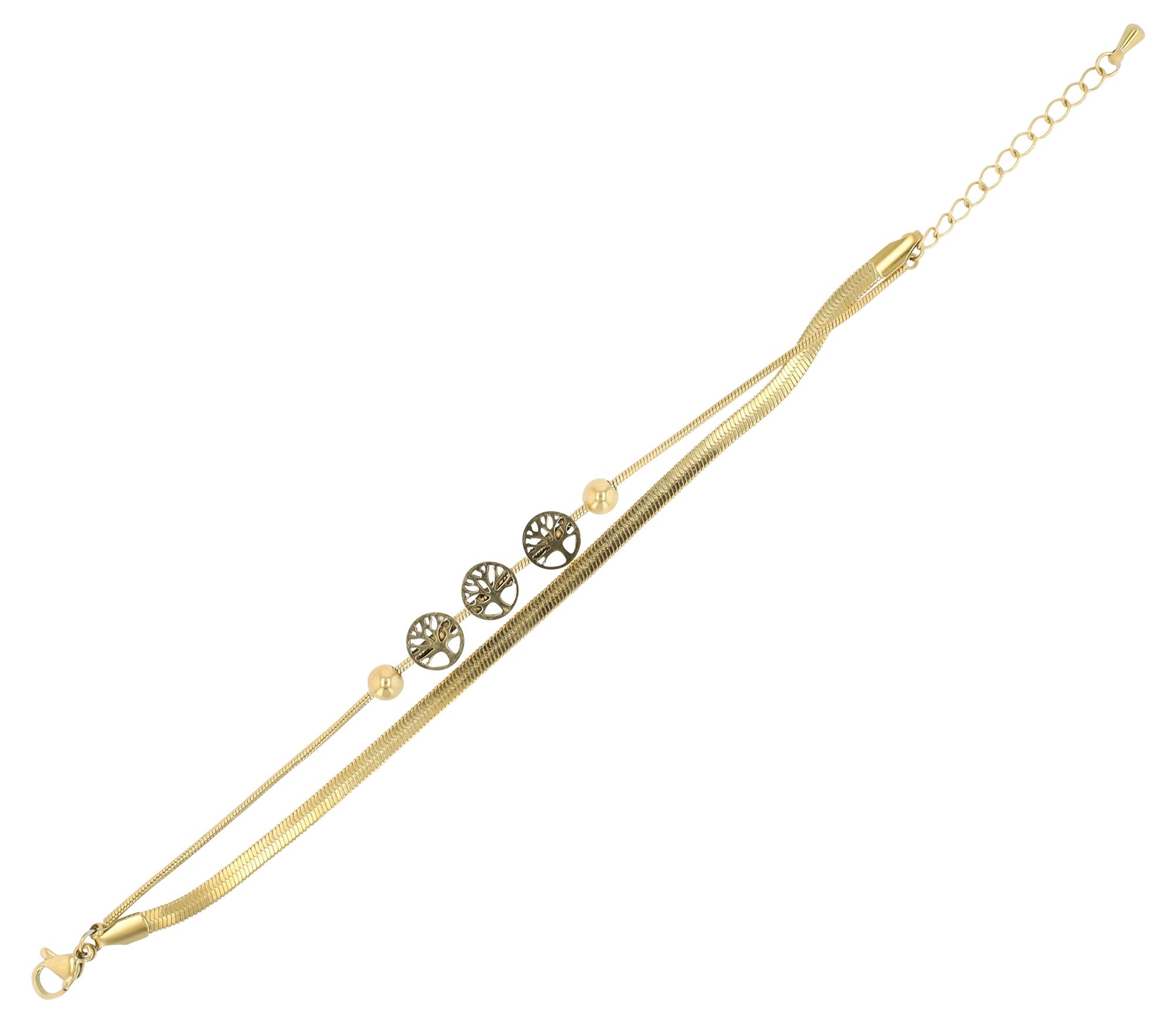 "Fiore" Akzent Armband aus Edelstahl, zweireihig, 16 + 4 cm, goldfarben