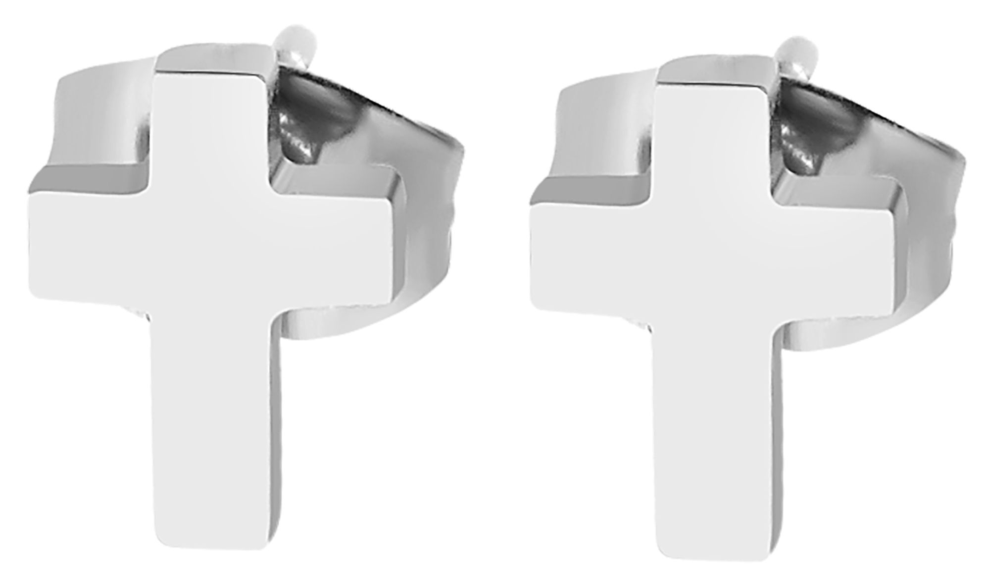 "Adeni", Edelstahl Ohrstecker, Kreuz, silberfarben
