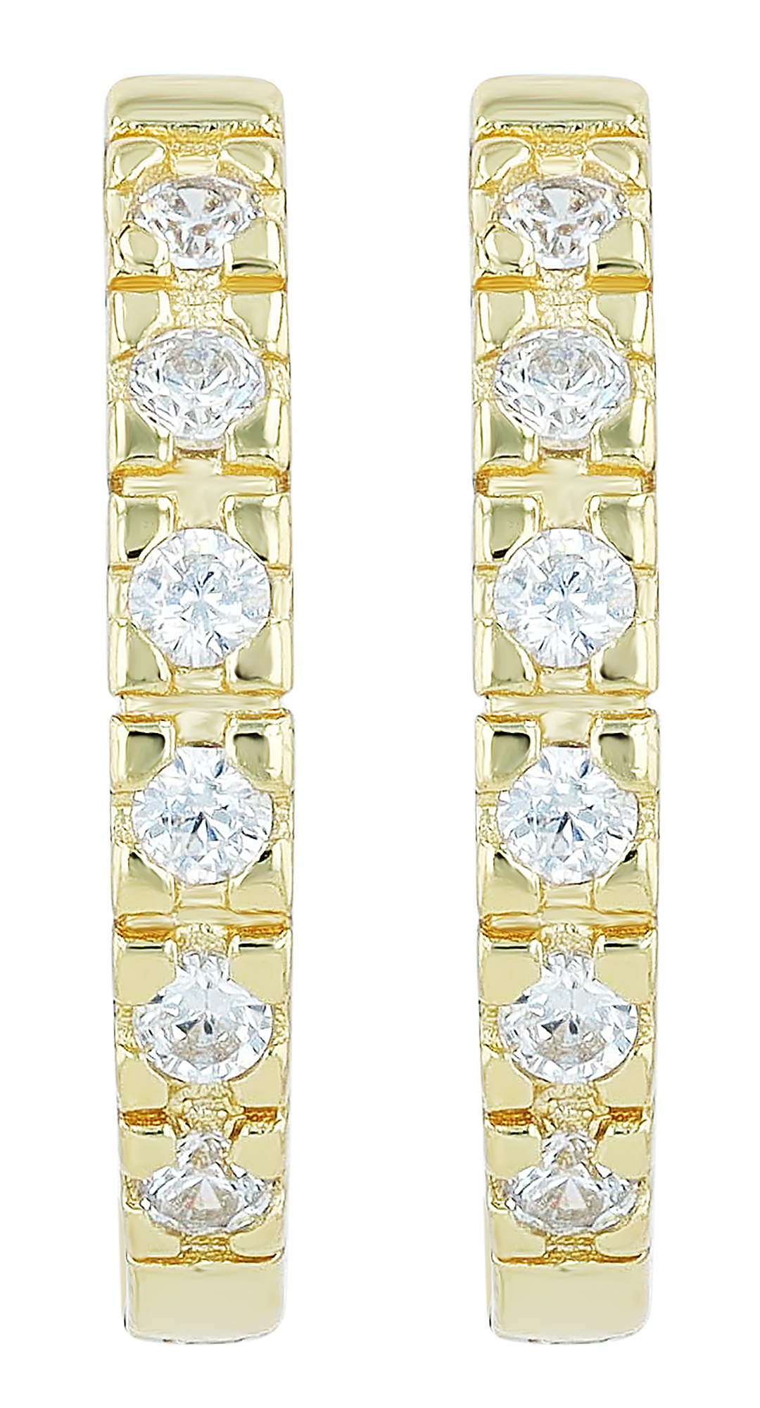 "Gea" 925/- Echt Silber Creolen Ø 14 mm mit Zirkonia, vergoldet
