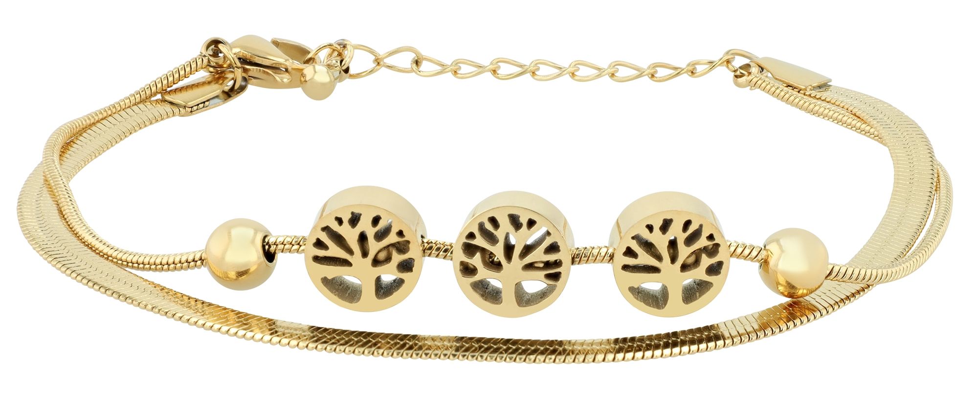 "Fiore" Akzent Armband aus Edelstahl, zweireihig, 16 + 4 cm, goldfarben