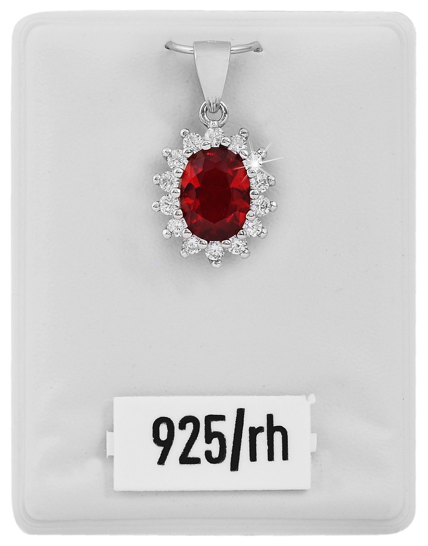"Diana", 9257- Echt silber Entourage Anhänger, Zirkonia rot/ weiß, rhodinert