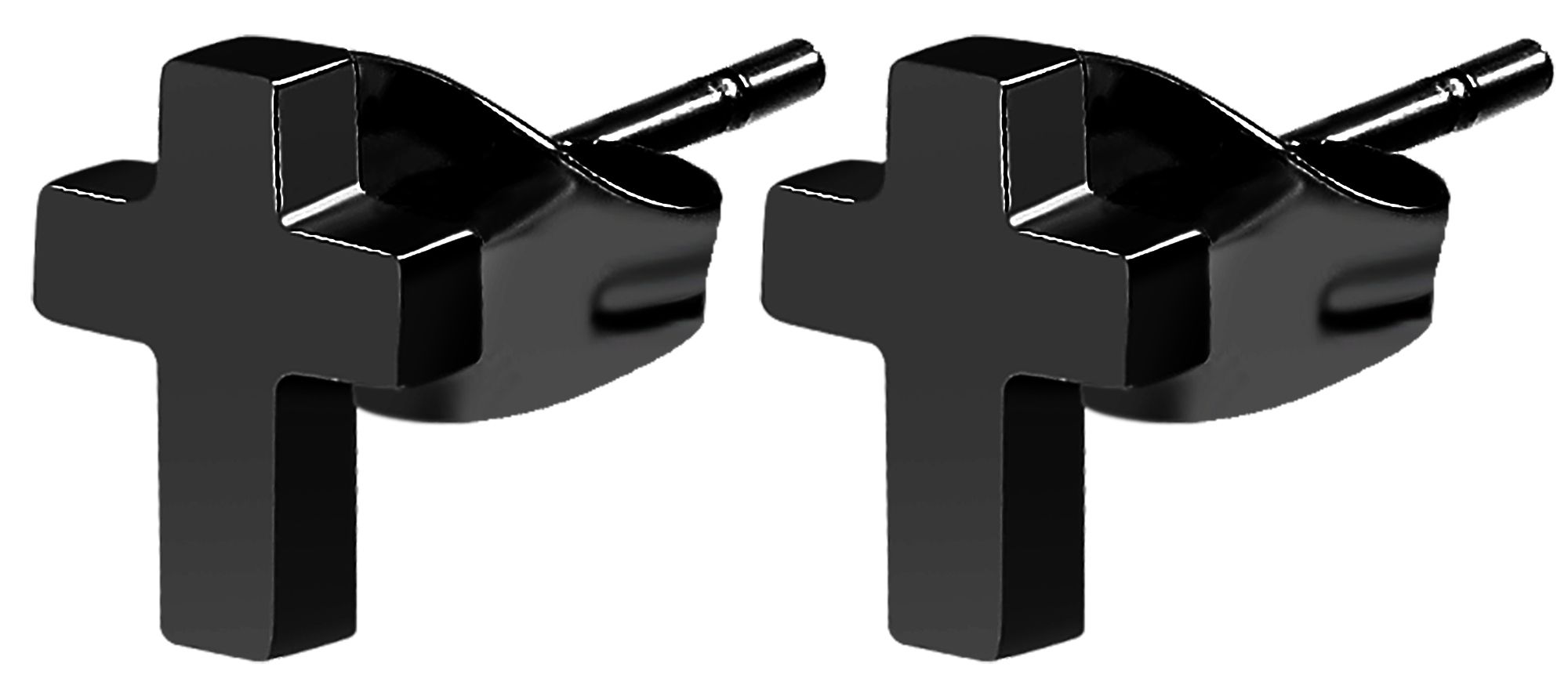 "Adeni", Edelstahl Ohrstecker, Kreuz, Ionenplattiert, schwarz
