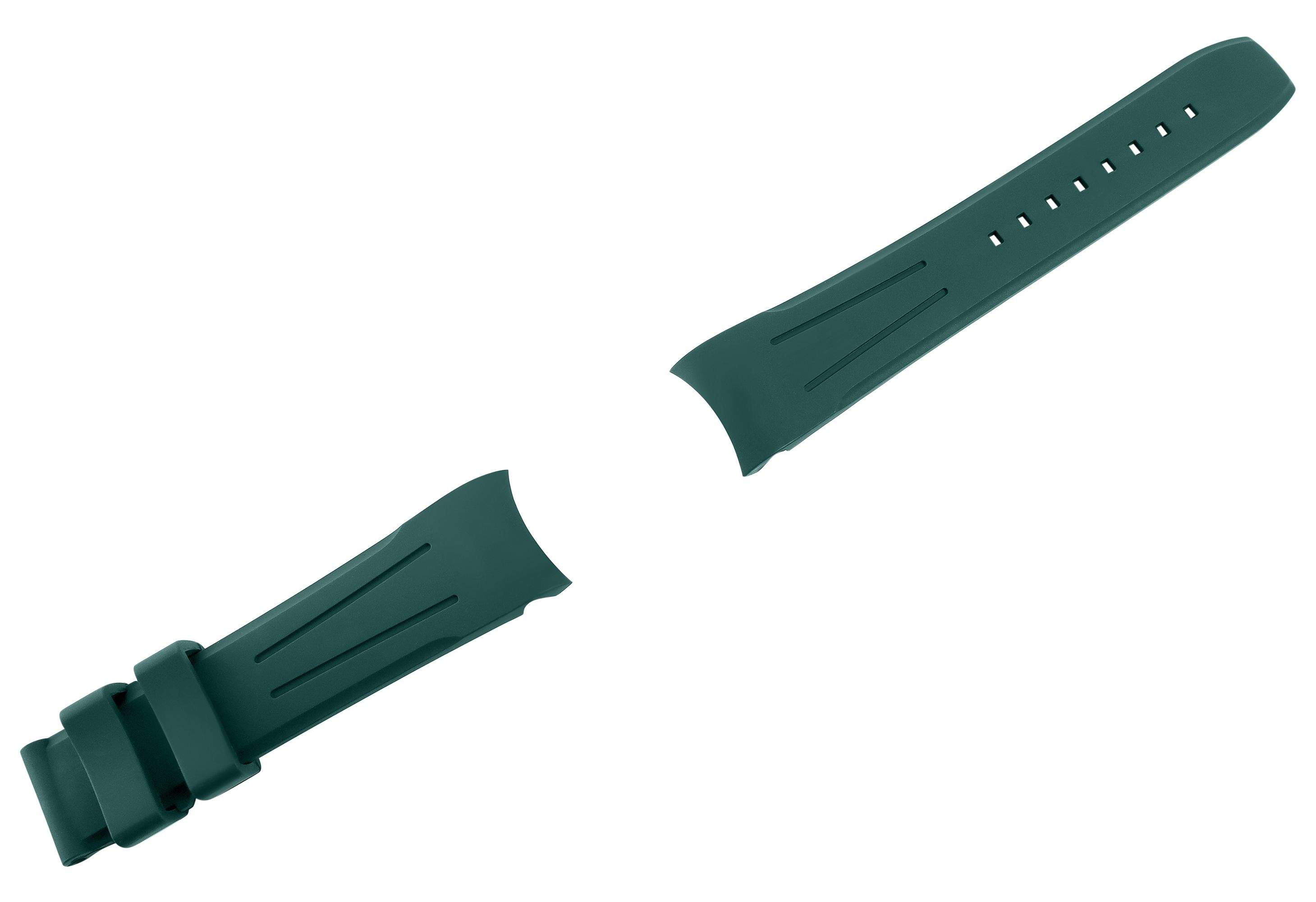 FKM Kautschuk-Uhrenarmband, Dornschließe, 20 mm, dunkelgrün, (FKM= Fluorelastomer-Kautschuk)