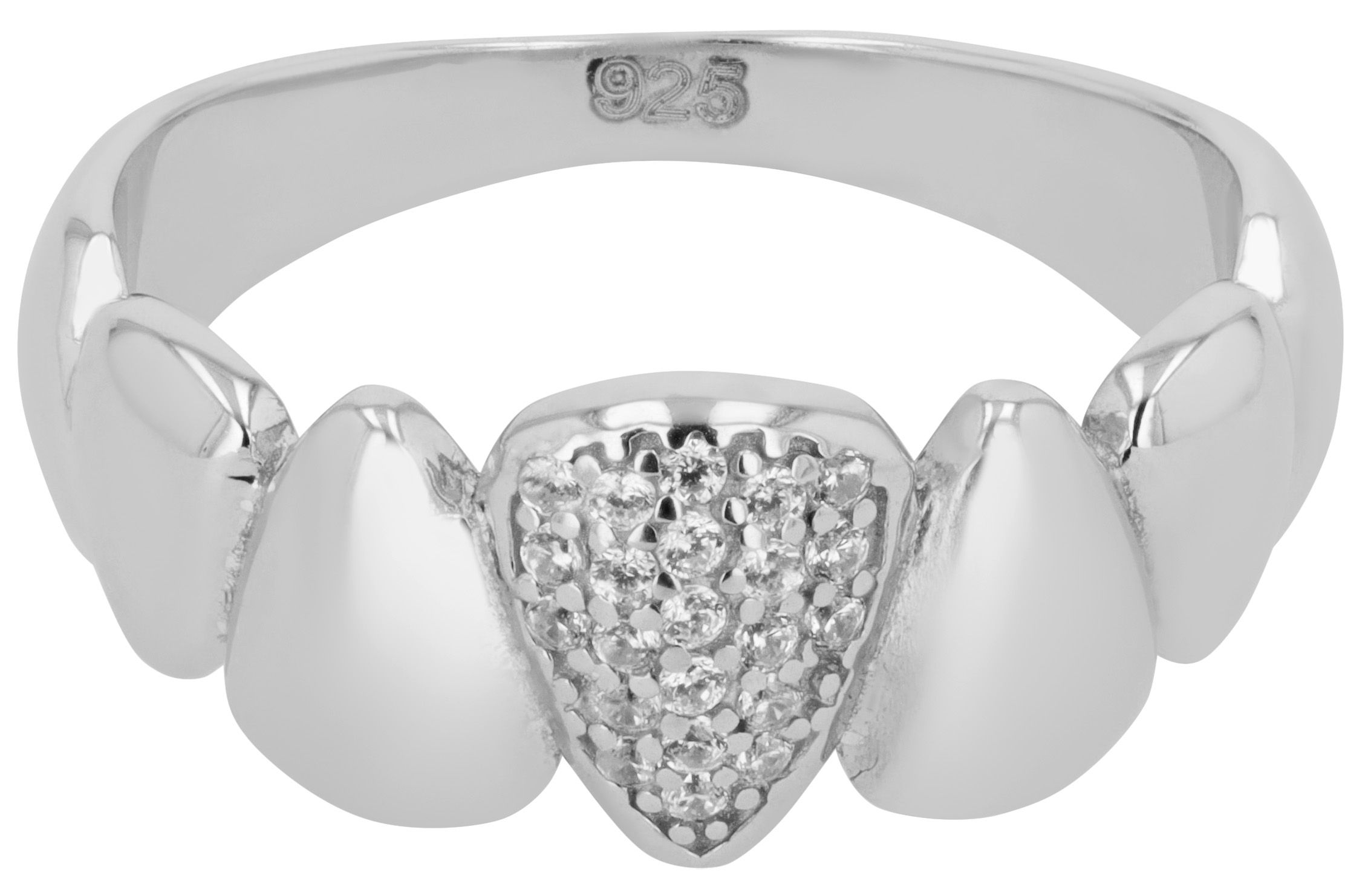 "Anneli" 925/- Echt Silber Damenring, rhodiniert mit Zirkoniabesatz, Gr 52