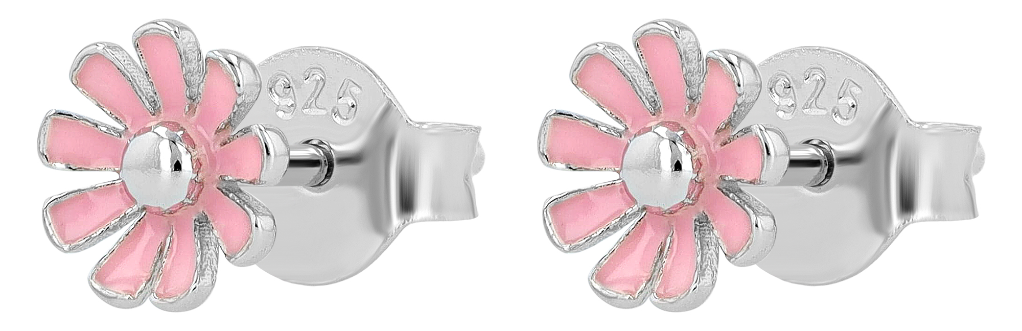 "Susi" 925/- Echt Silber, Kinder Ohrstecker, rosa Blume/ Blüte, rhodiniert